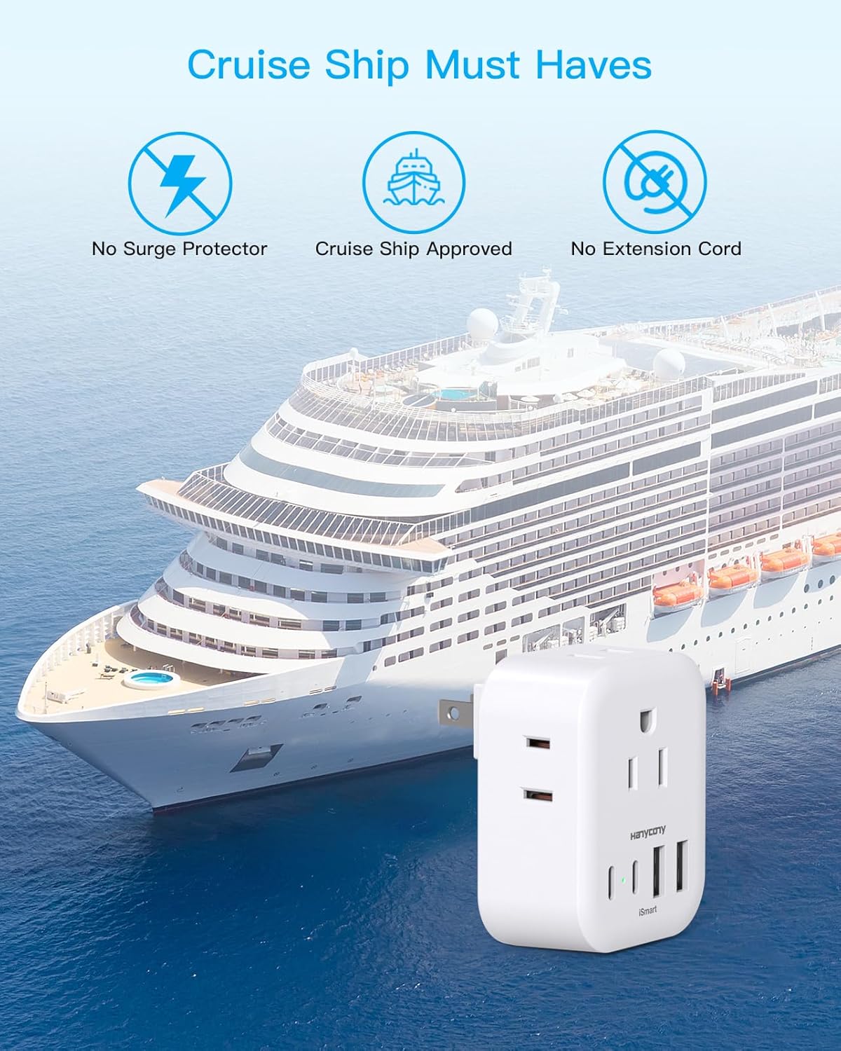 Travel Essentials: HANYCONY US to Japan Plug Adapter with 4 Outlets and 4 USB Ports, Type A Plug Adapter for American Travelers