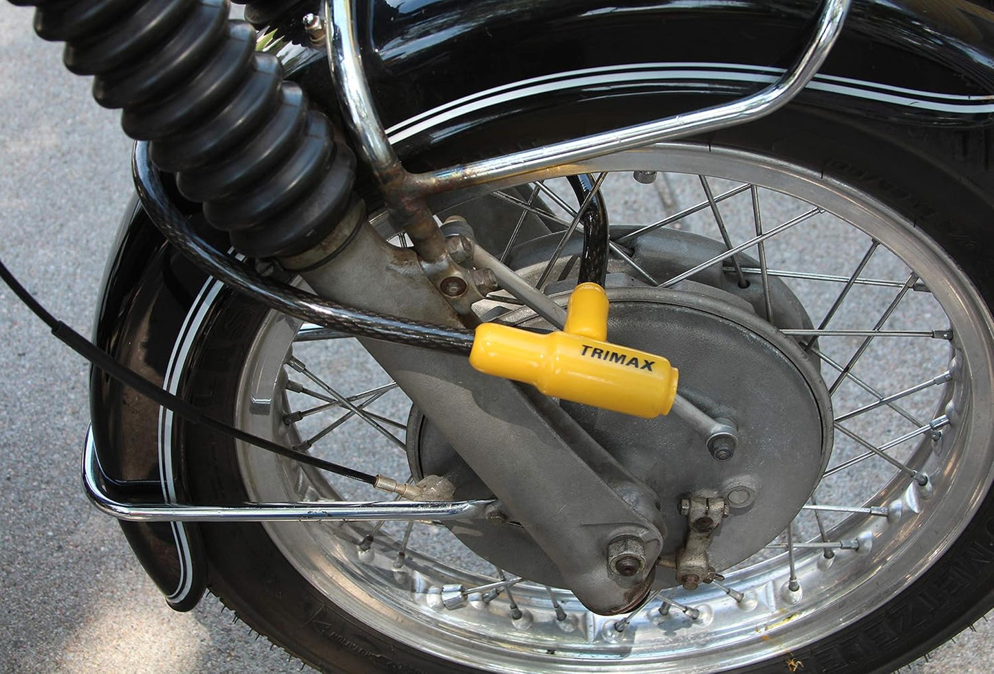 Trimax TQ1532 Trimaflex Keyed Cable Lock - Yellow/Black (32" x 15mm) - Weather-Resistant Heavy Duty Security Solution