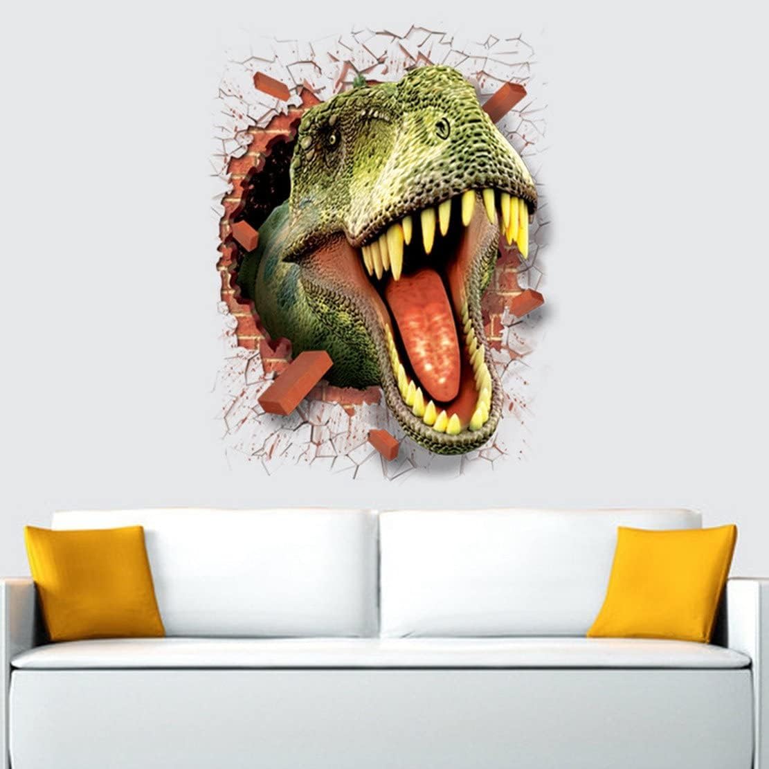 U-Shark® 3D Dinosaurs Opening Mouth Wall Sticker - Removable Vinyl Decal for Wall Art Decor (19.7" X 27.6")