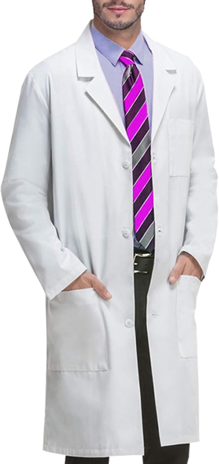 Unisex White Long Sleeve Lab Coat for Men and Women by VOGRYE - Professional Quality