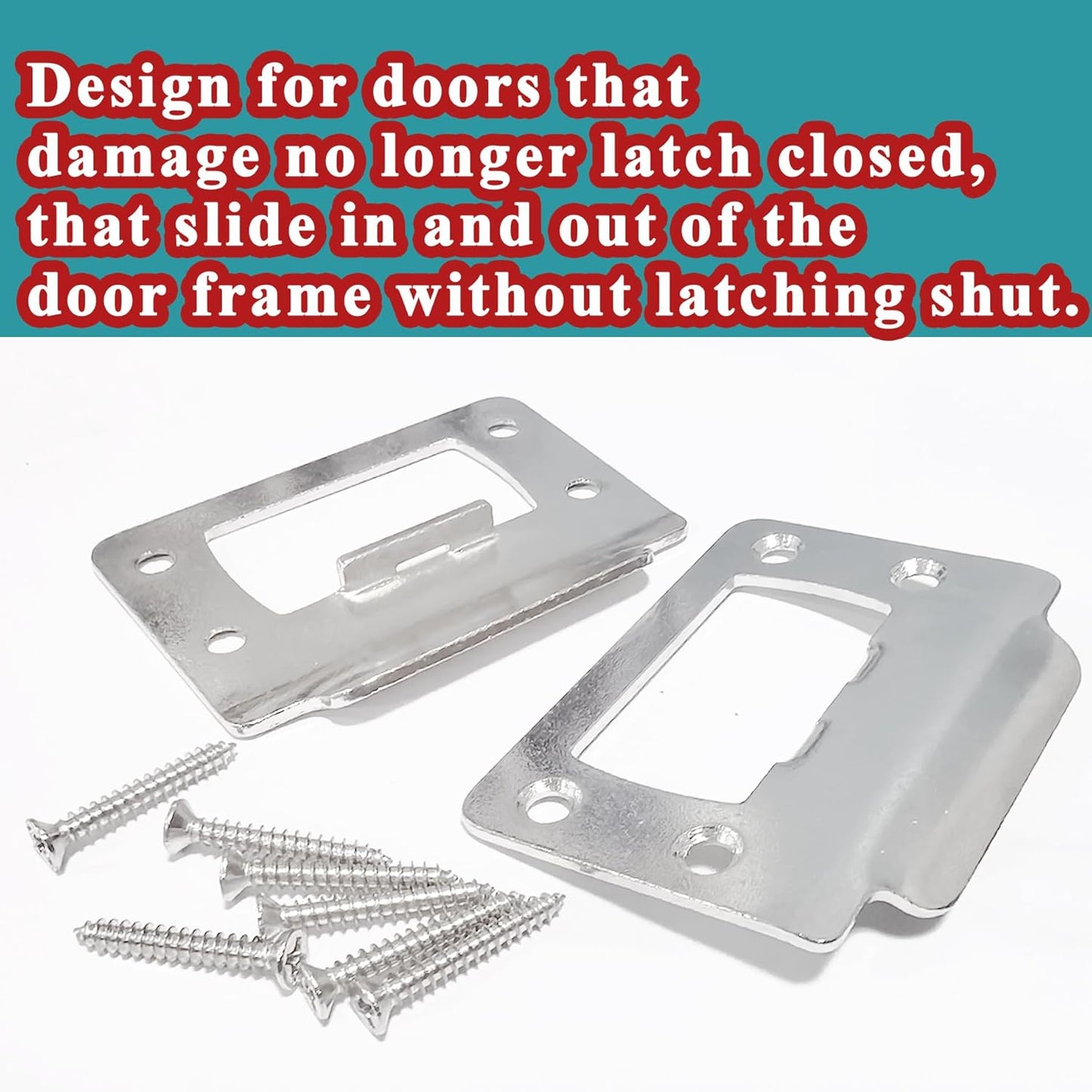 Universal 2-1/4" x 1-3/4" Door Latch Restorer Strike Plate Set - 2 Pack with 1" Screws - Satin Nickel
