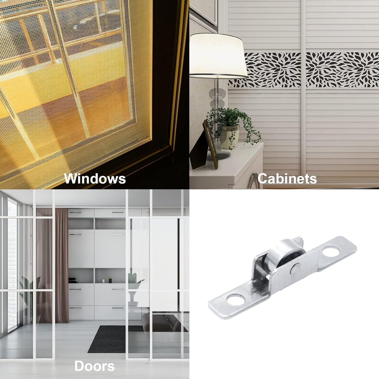 Universal 3/8 inch Push-Pull Sliding Window Roller Metal Wheels - 12 Pack - Ideal for Windows, Cabinets, Doors - DIY Work