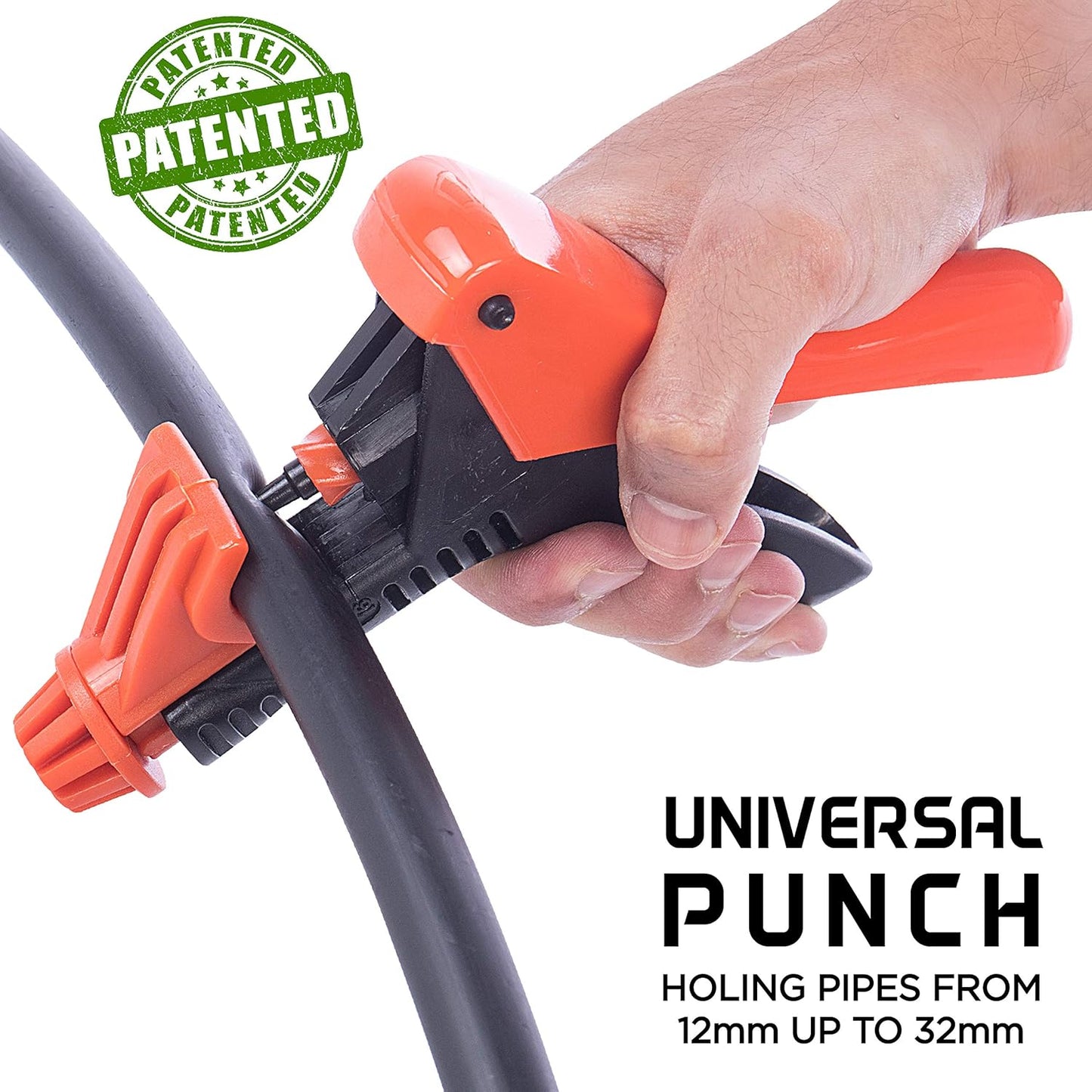 Universal Drip Irrigation Hole Punch Tool for Tubes 16-32mm - Spiral Operation Puncher for Drippers, Connectors, Sprinklers & Pipes