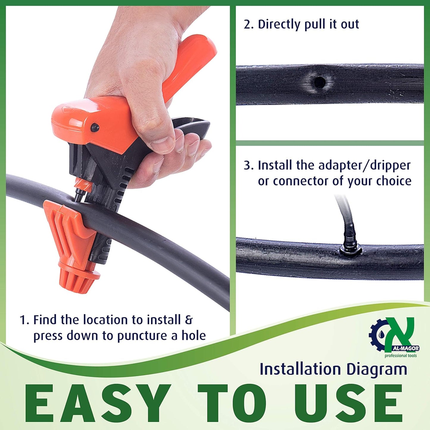 Universal Drip Irrigation Hole Punch Tool for Tubes 16-32mm - Spiral Operation Puncher for Drippers, Connectors, Sprinklers & Pipes