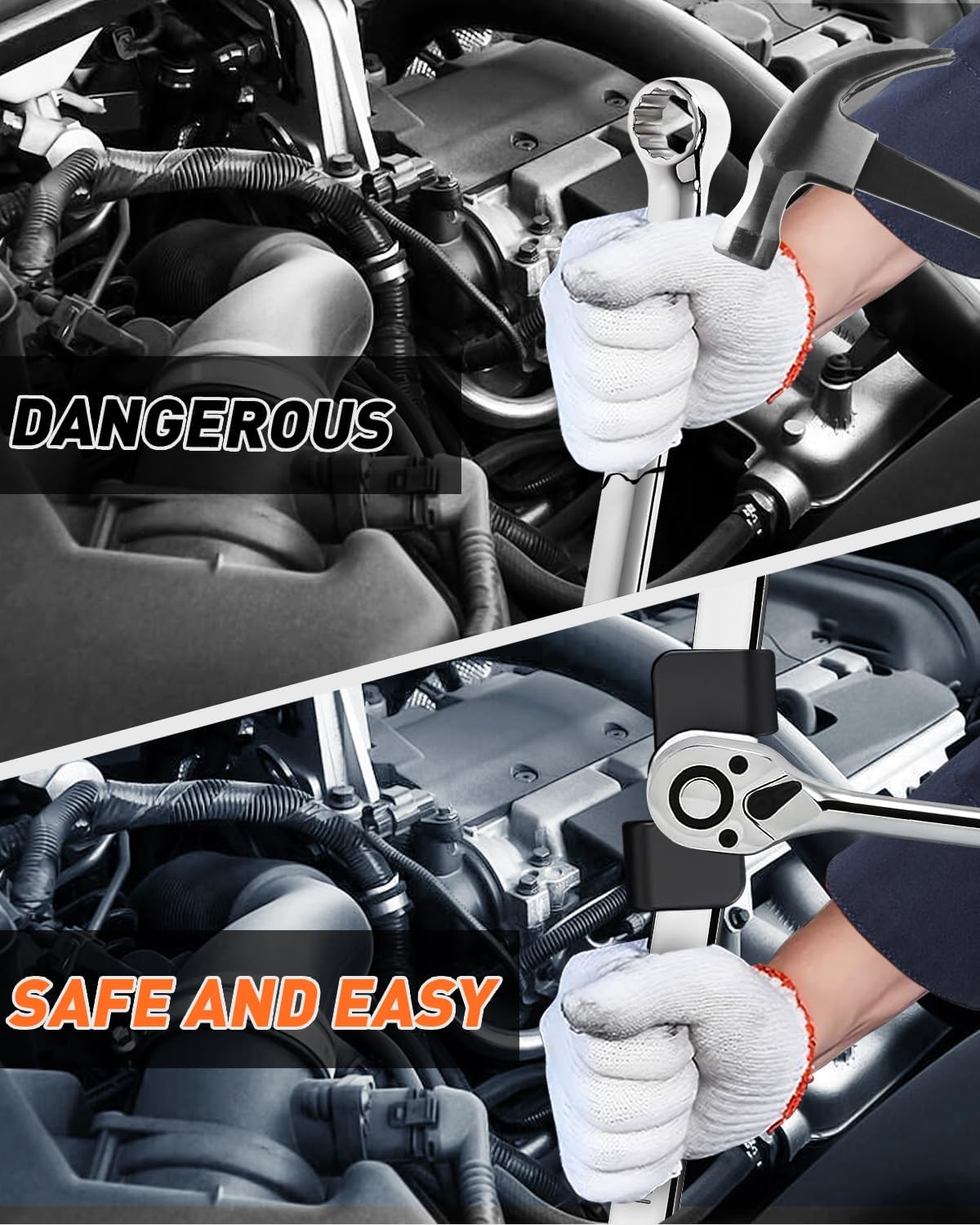 Universal Quickwolf Wrench Extender Tool Bar for Mechanics and Automotive Repairs with 1/2 Inch Hole