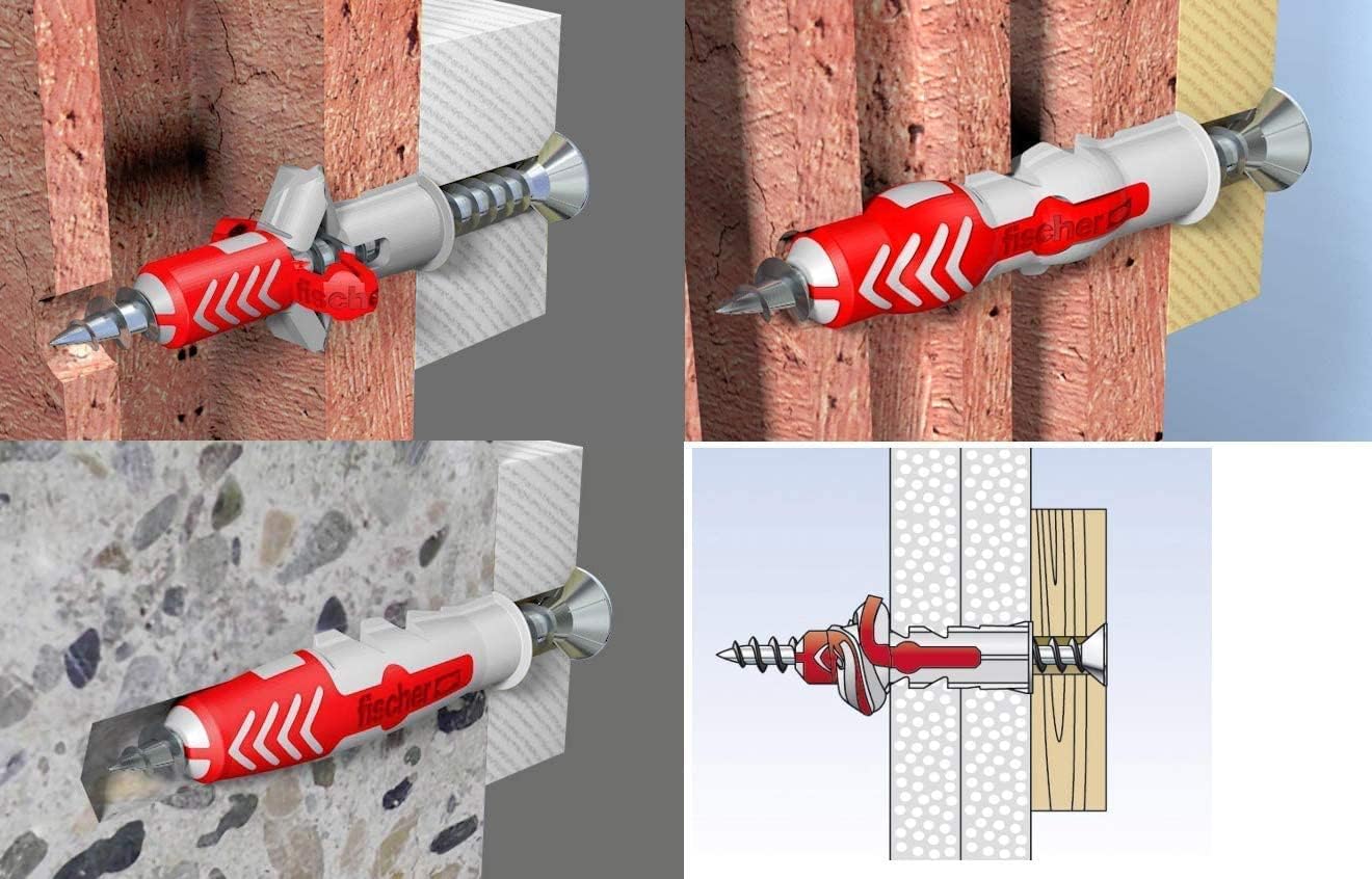 Universal Toggle Plugs with Screws for Solid, Hollow, or Drywall - 200 Piece Set for Home Renovation - Secure Fastening Solution