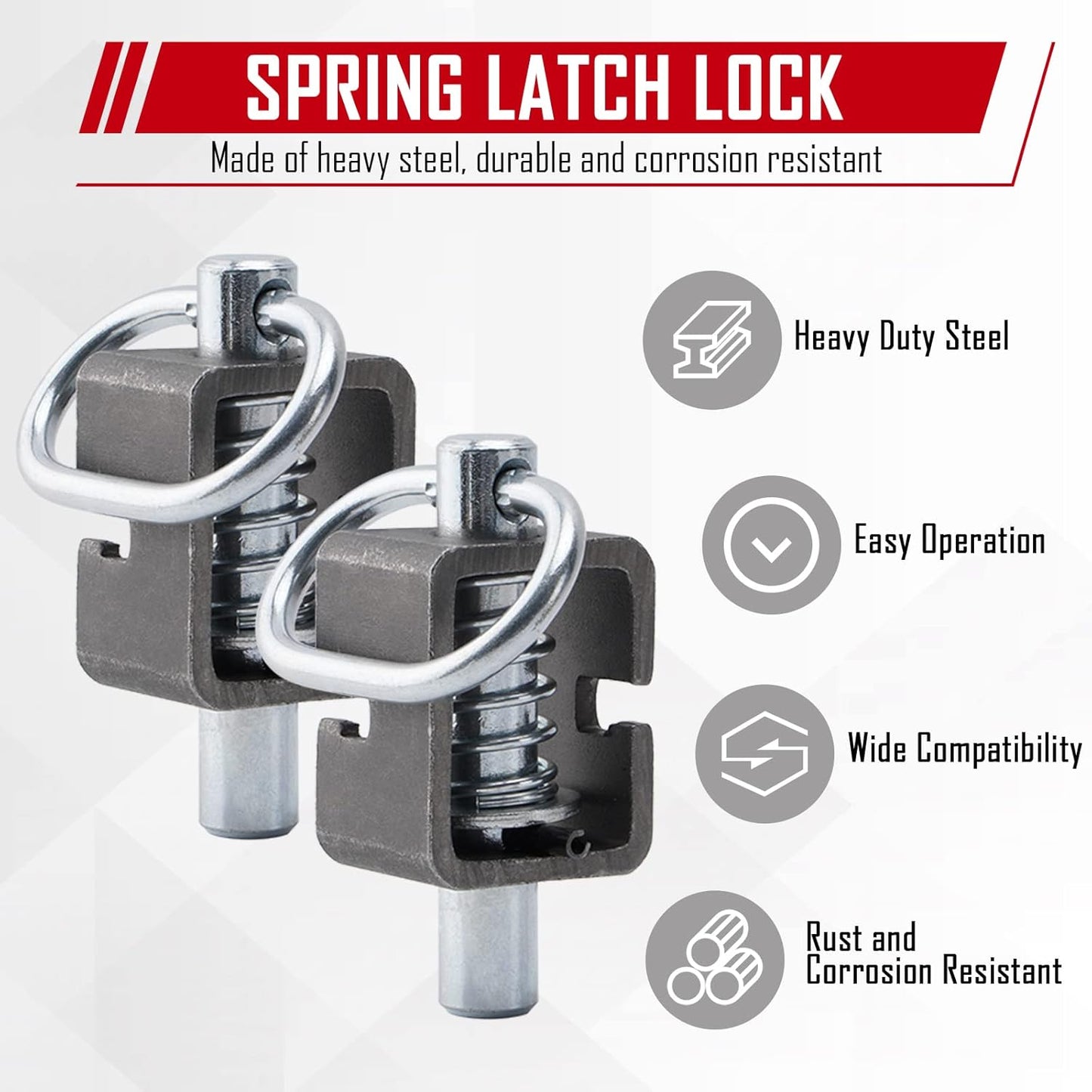 Universal Weld-On Spring Latch Lock for Trailer Gates - Pack of 4 by SPARKWHIZ