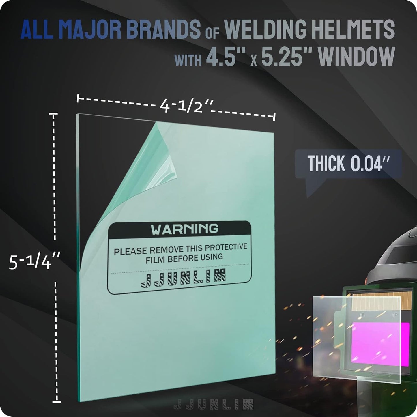 Universal Welding Helmet Replacement Lens Cover 20-Pack - 4.5" x 5.25" - Clear Lens Cover for Welding Hood (Outside)