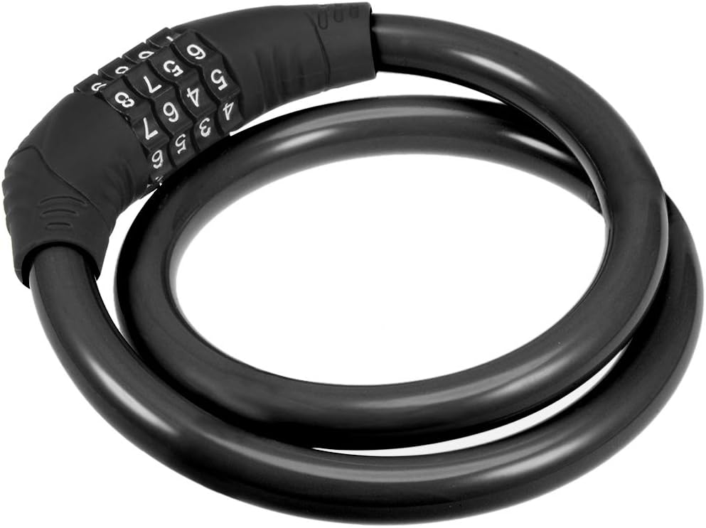 uxcell Bike Cable Lock with 4 Digit Resettable Combination - Black, 2 Feet - Secure Your Bike with Ease