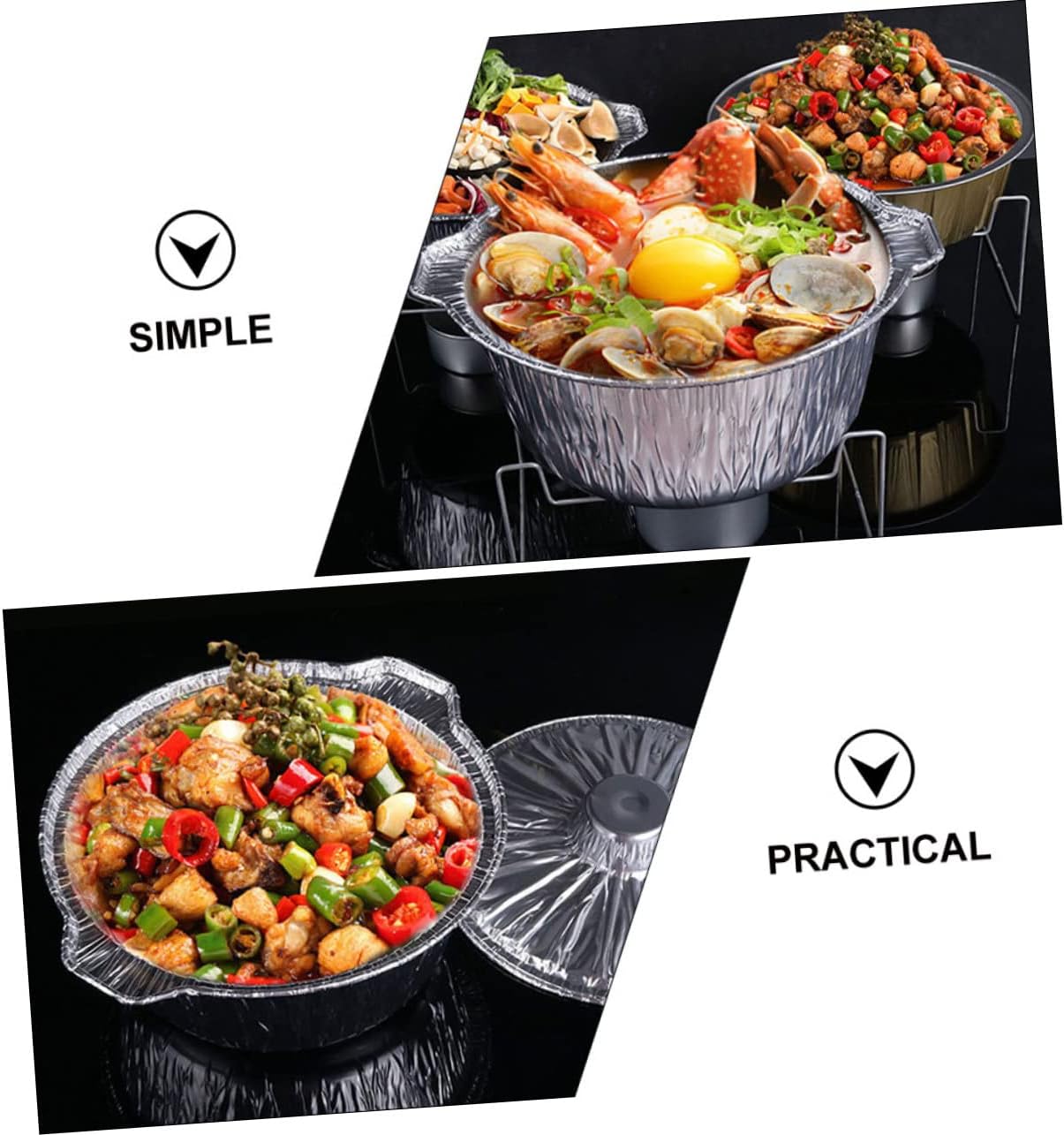 Versatile Mikinona Aluminum Foil Pot with Lid for Camping, BBQ, and Outdoor Cooking - Recyclable Container for Baking and Meal Prep