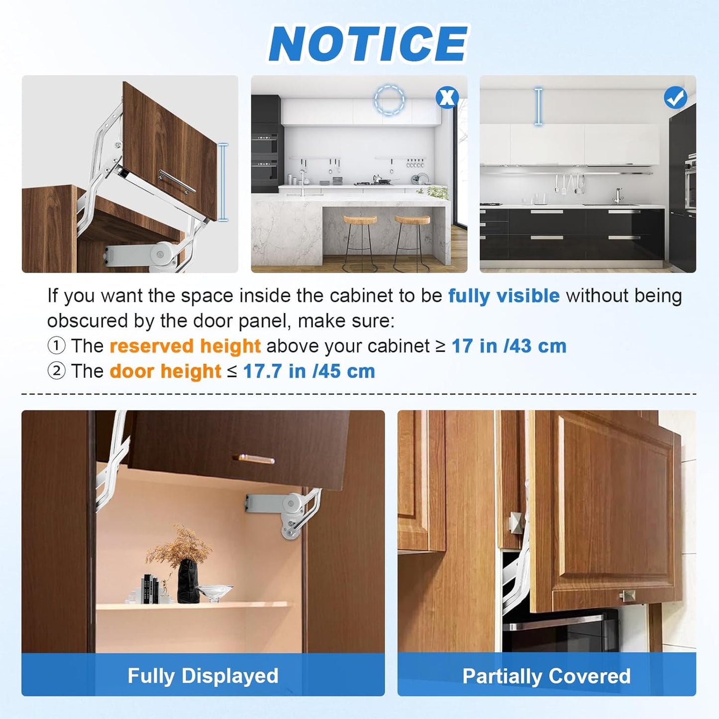 Vertical Lift Hydraulic Buffer Cabinet Door Hinge - 19.69-31.49in, Sturdy, Silent, Adjustable