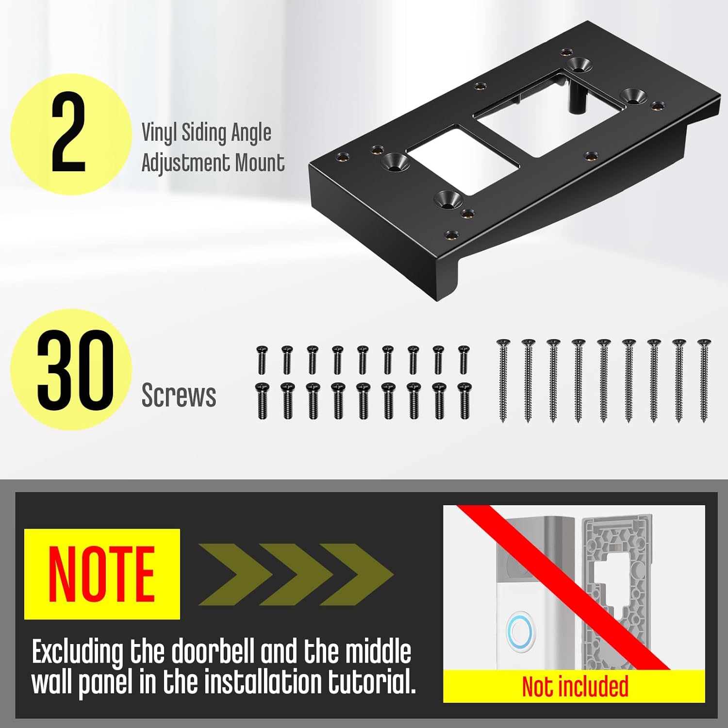 Vinyl Siding Mount for Ring Video Doorbell 2020 & 1st Gen - 2 Pcs Compatible with Various Models - Easy Installation on 4" Standard Vinyl Siding