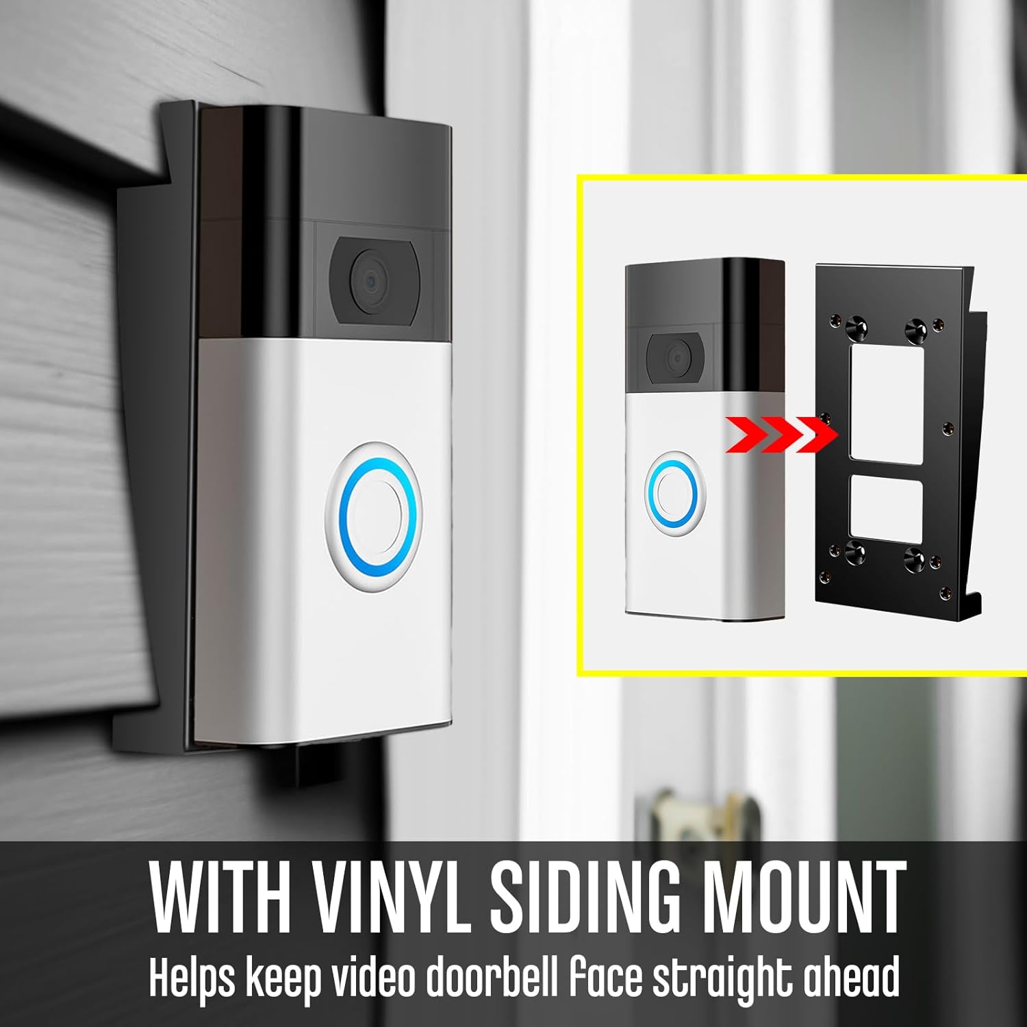 Vinyl Siding Mount for Ring Video Doorbell 2020 & 1st Gen - 2 Pcs Compatible with Various Models - Easy Installation on 4" Standard Vinyl Siding