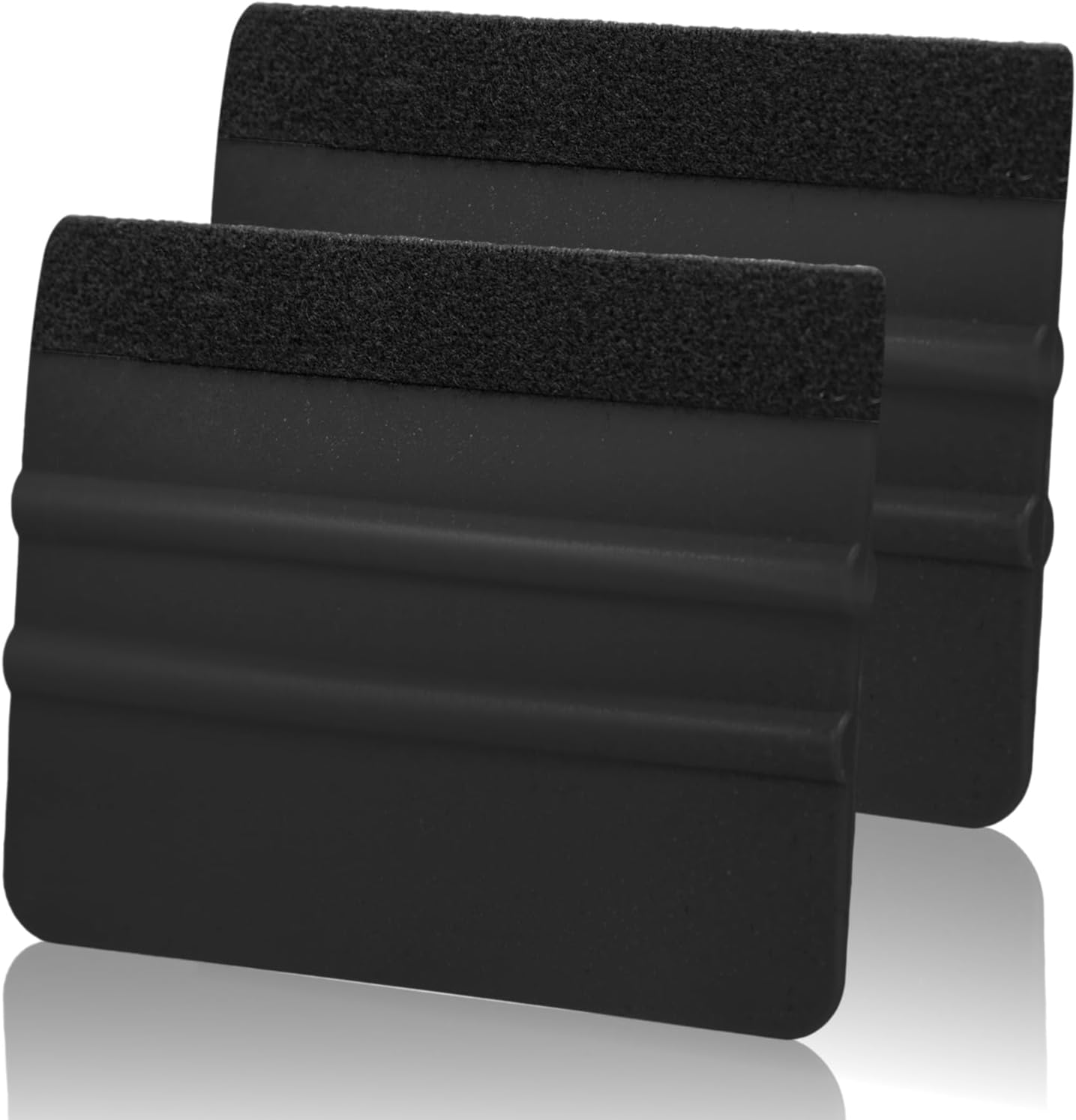 Vinyl Wrap Squeegee Set with Felt Replacements - 2 Pack, 4 Inch Tools for Car Wrap, Sign Making, Crafting - Black