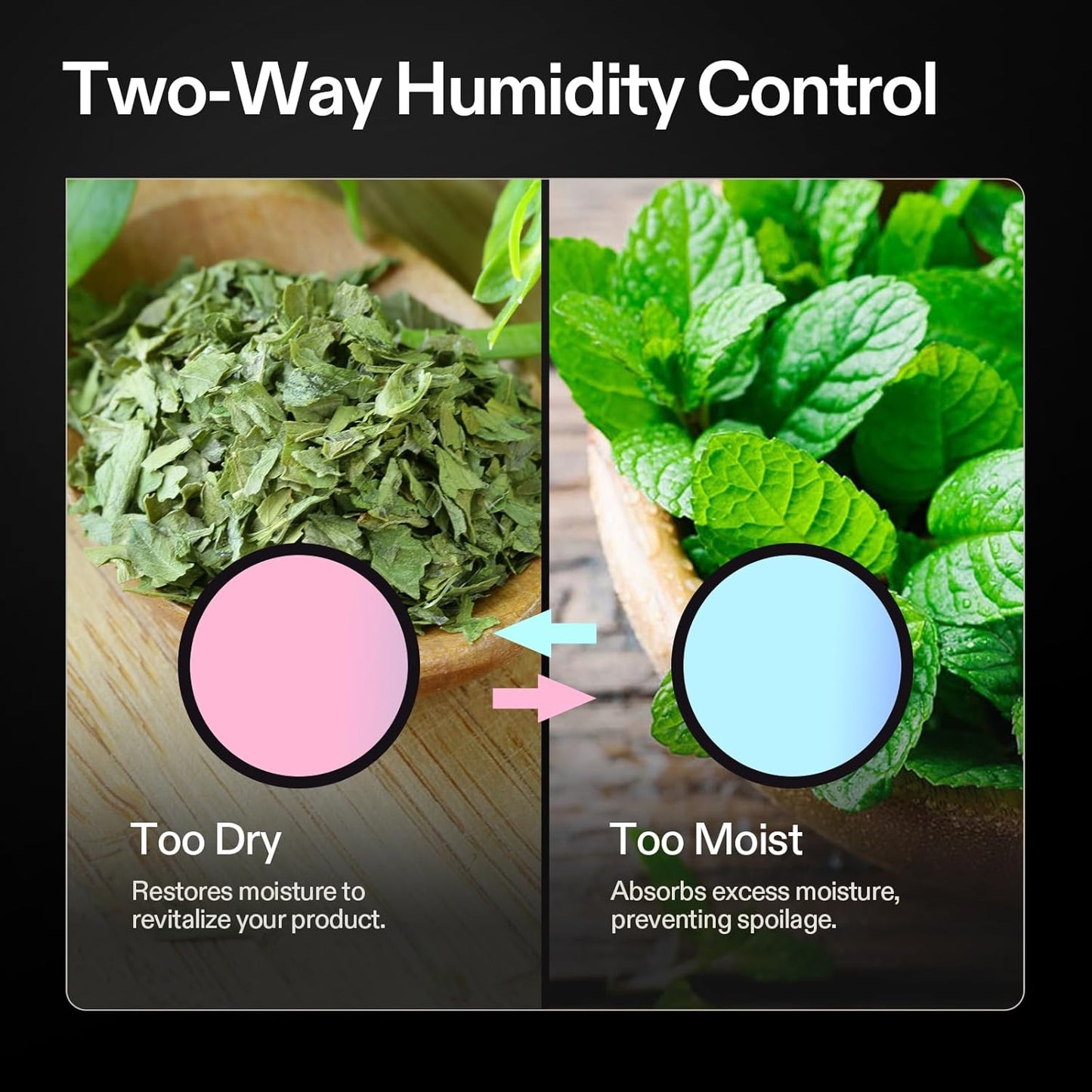 VIVOSUN 10-Pack 4g Two-Way Humidity Control Packs for Food & Herb Storage - Maintains 62% RH Level, Includes RH Indicator Card