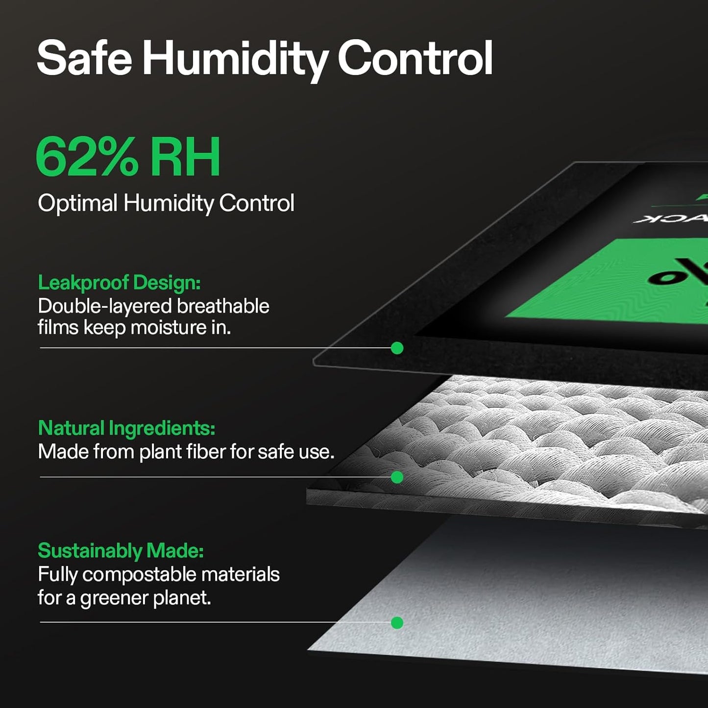 VIVOSUN 10-Pack 4g Two-Way Humidity Control Packs for Food & Herb Storage - Maintains 62% RH Level, Includes RH Indicator Card