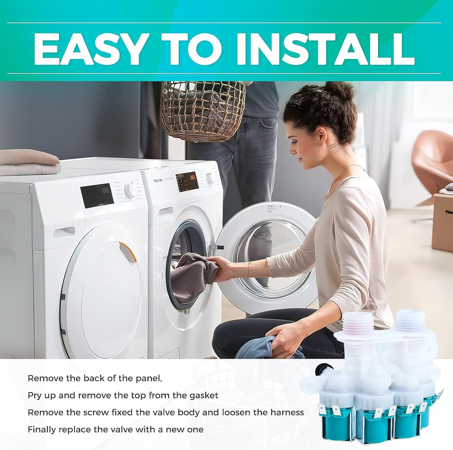 W11165546 Washer Water Inlet Valve Replacement for Whirlpool Kenmore Maytag Washing Machine - Replaces 33090105, AP6284346