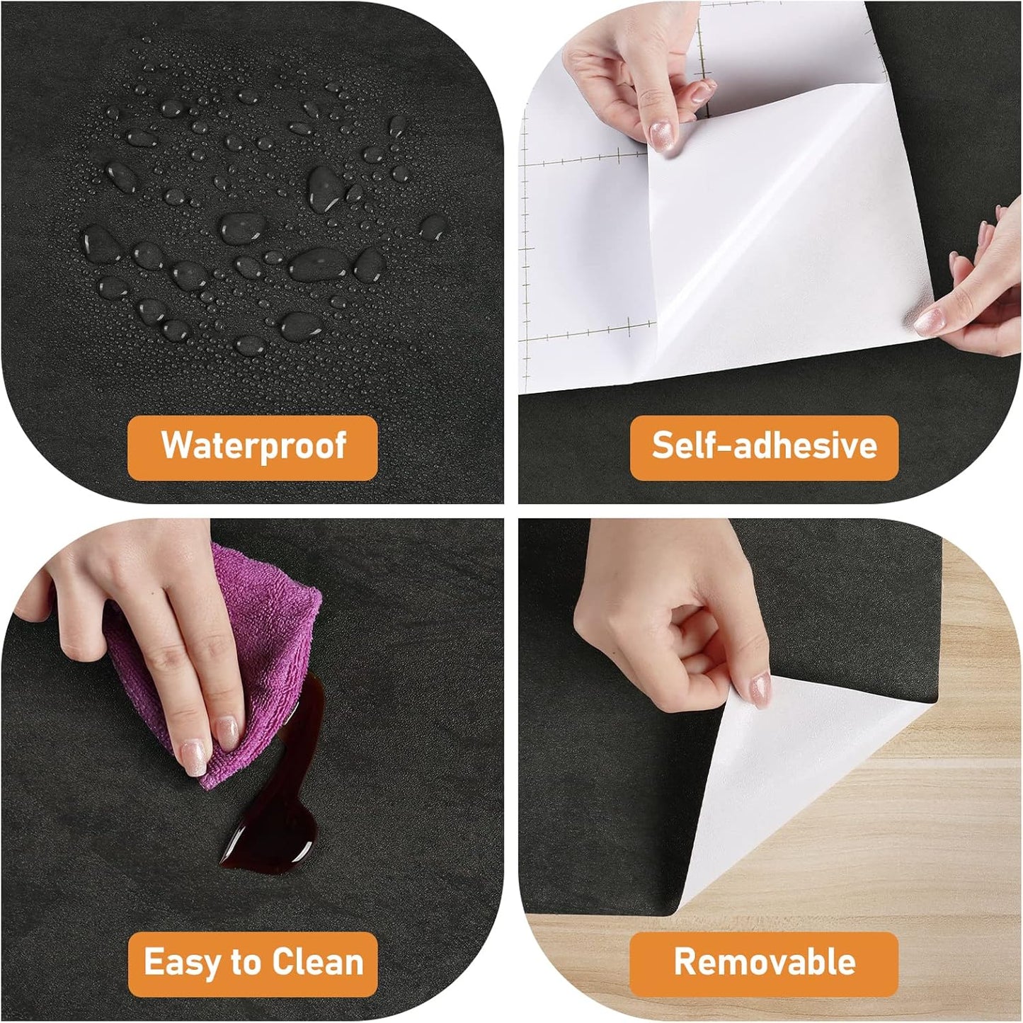 Wallercity Deep Gray Concrete Wallpaper Peel and Stick Countertops - 15.8'' x 118'' Dark Grey Cement Contact Paper Vinyl Matte Textured Self Adhesive Removable Wallpaper - Ideal for Garage and Bathroom