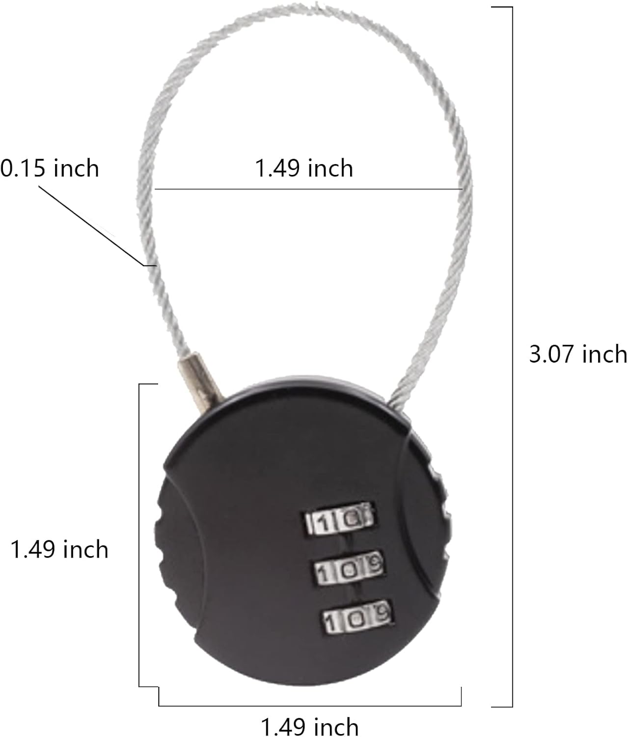 Waterproof 3 PCS Mini Wire Rope Combination Padlock for Gym Lockers & Outdoors - Set of 3-Digit Locks for Zippers, Backpacks, Trolley Cases & Fence - WildKart