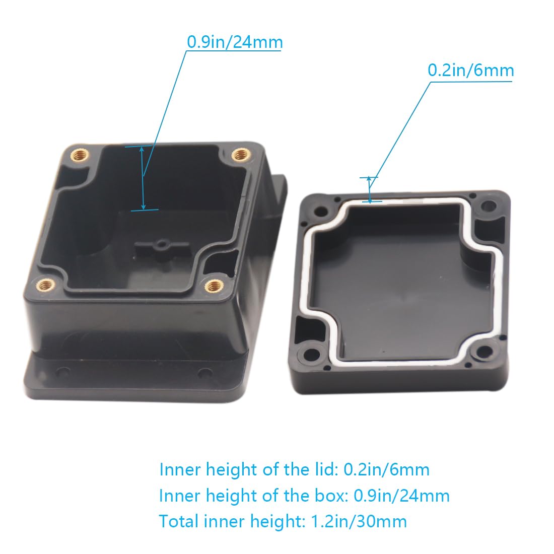 Waterproof ABS Plastic Electrical Junction Box Enclosure Set - Black and Grey (2.48 x 2.28 x 1.38 inch & 8.7 x 6.7 x 4.3)
