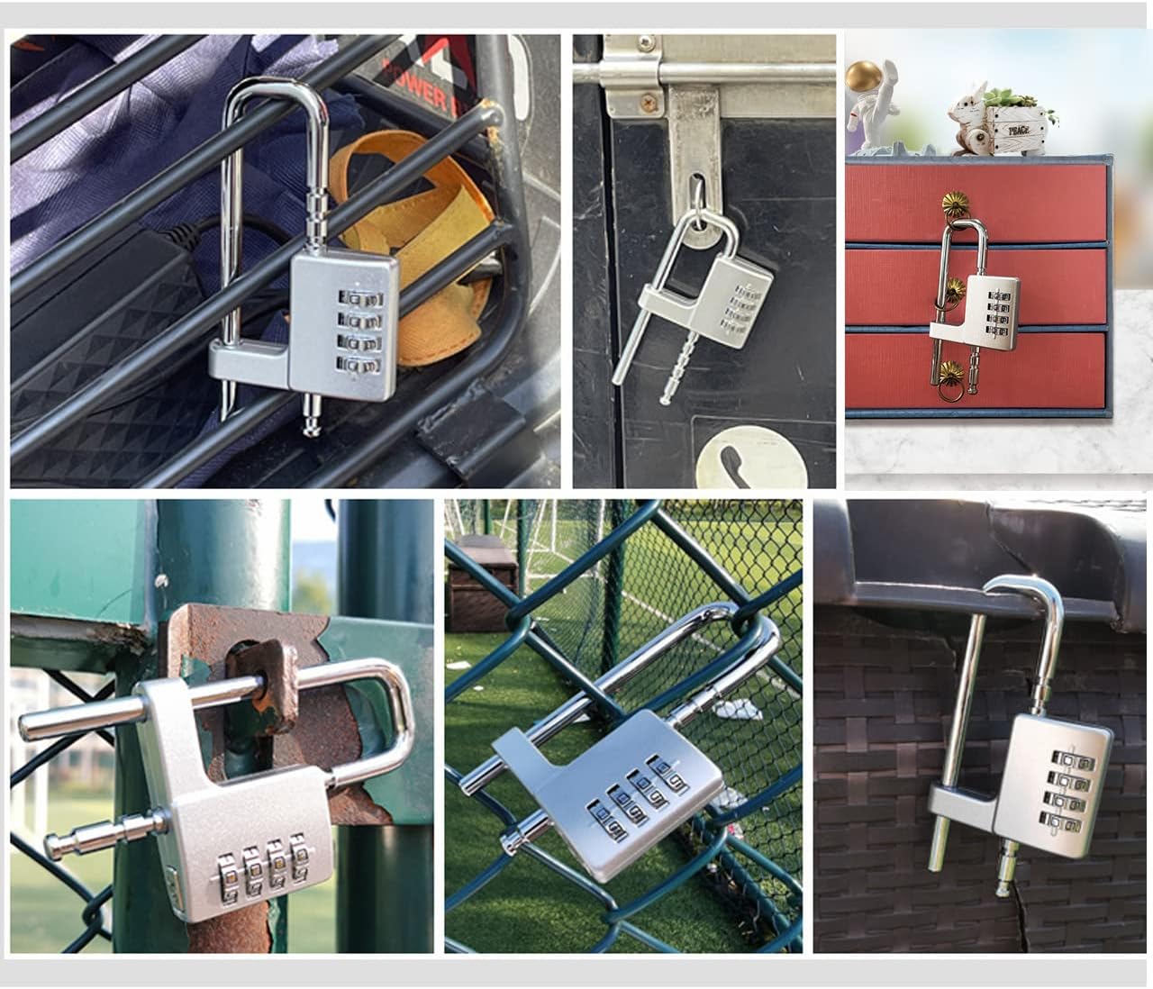 Waterproof Adjustable Shackle Combination Padlock with 4-Digit Password - Ideal for Locker Room, Gate, Toolbox - Set of 2