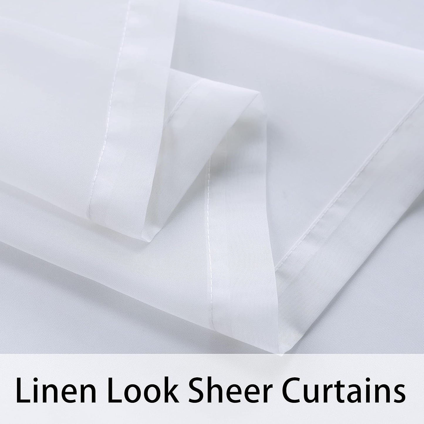 Waterproof White Outdoor Sheer Curtains for Patio - 2 Panels Indoor Voile Curtain 54x84 inch for Living Room, Bedroom, Porch, Pergola