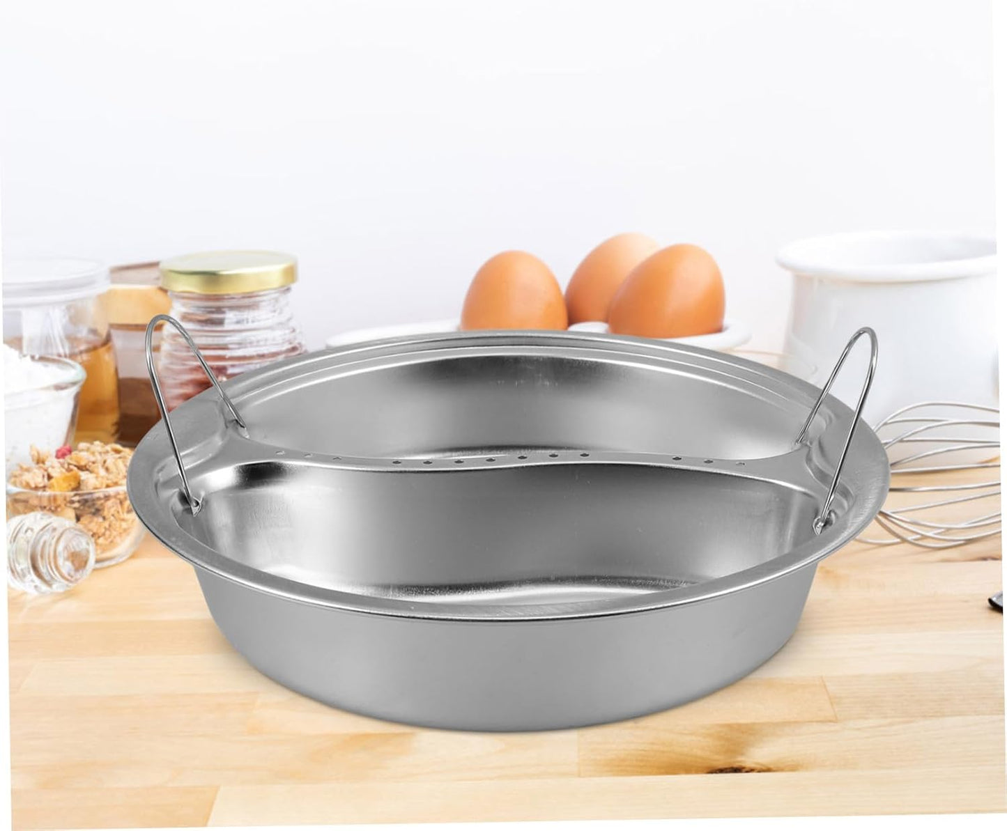 WATIIFUFU 2-Compartment Steaming Basket Insert for Rice Cooker - Handles for Eggs, Vegetables, Seafood - Steamer Pot