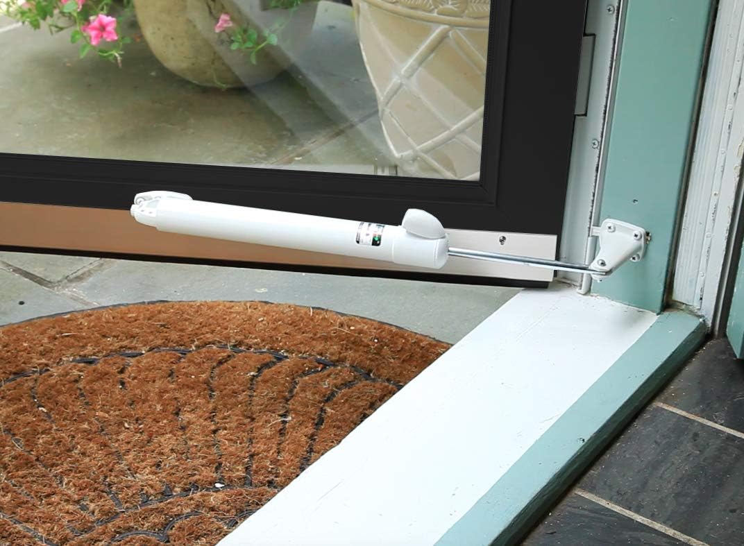 White Greenstar Touch 'n Hold Smooth Door Closer - Single Kit - Standard-Duty Closer with Touch-Button Hold Open & Smooth Closing Motion – for Storm, Screen Doors - WildKart