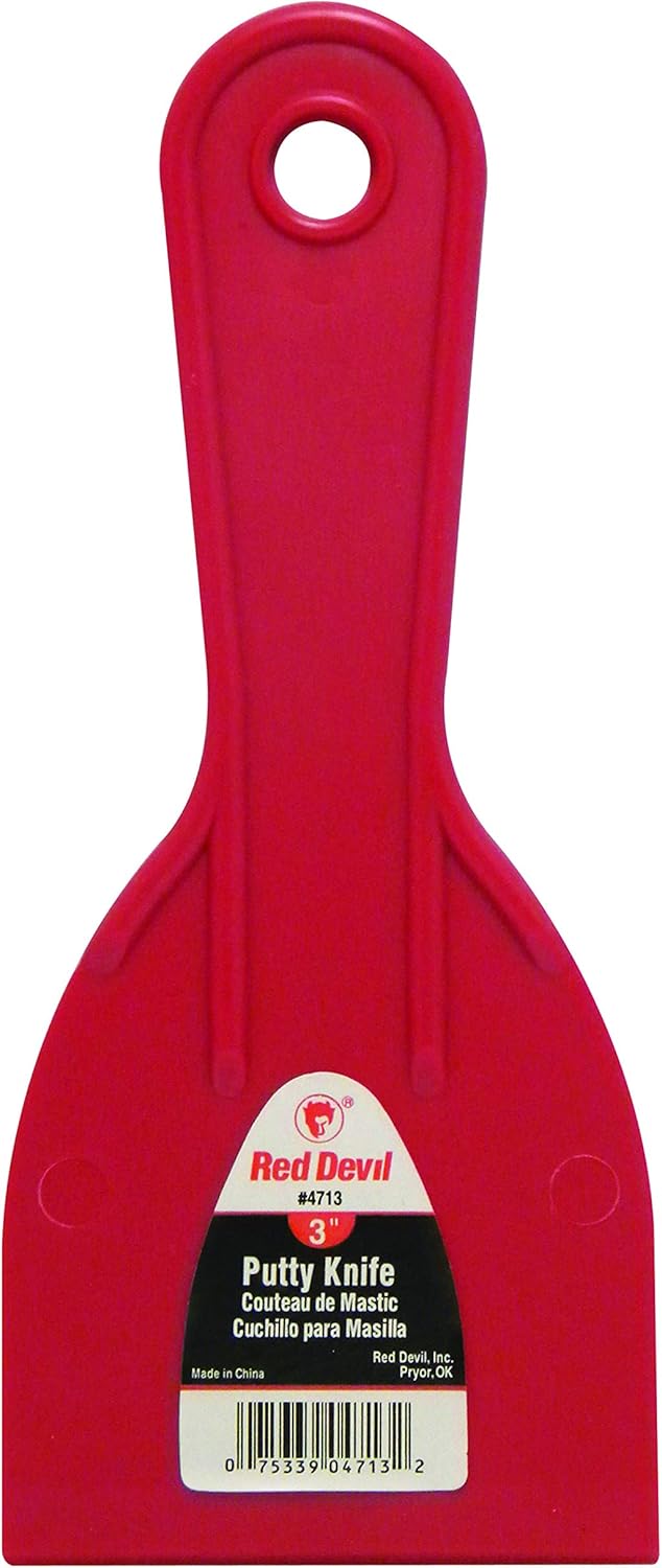 White Latex Wood Filler 6oz & Red Devil 4718 3-Piece Plastic Knife Set - Combo Pack for Home Repairs