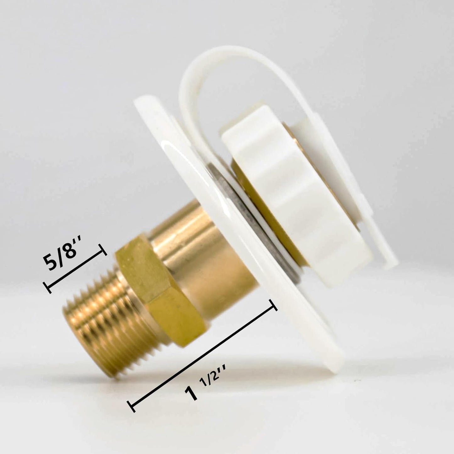White RV Water Inlet Connection with Check Valve and Hose Connector - 1/2" NPT Male Flange for City Water Hookup in Camper