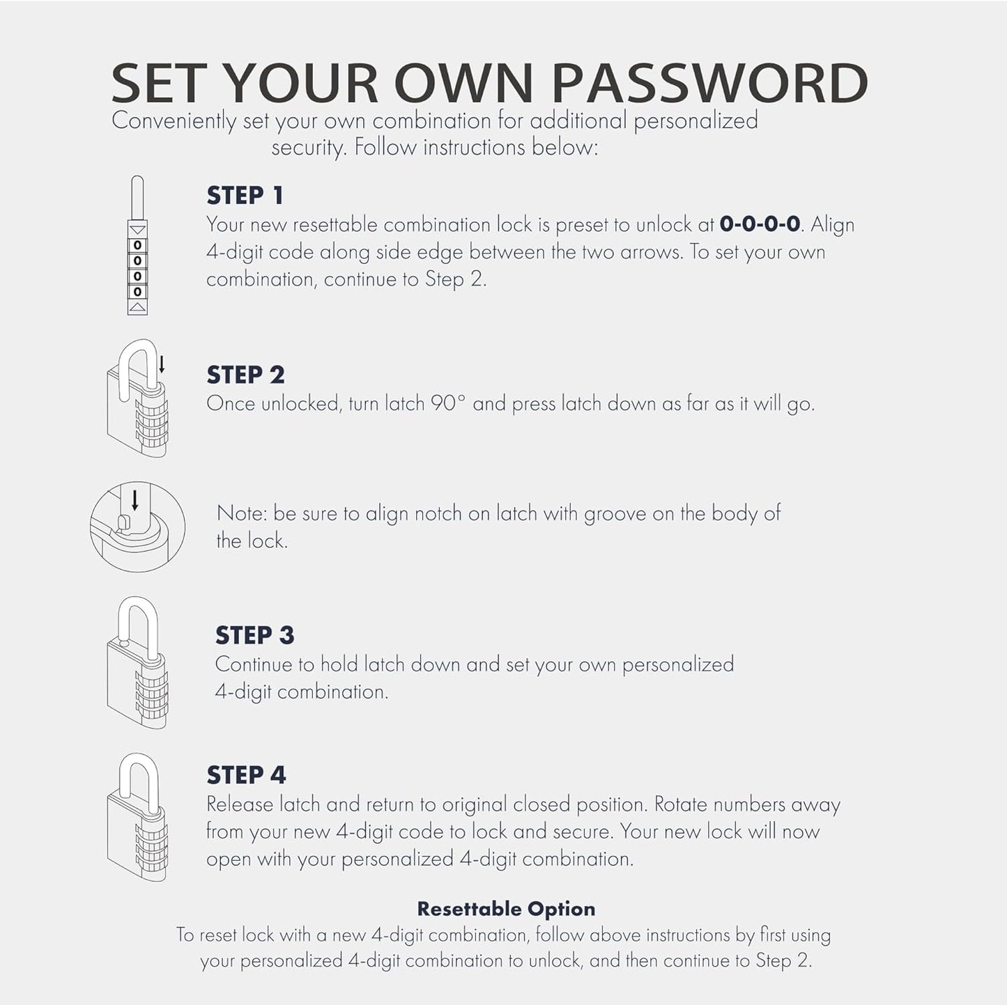 White UP Security TSA Approved 4-Digit Combination Padlock with Alert Indicator for Luggage, Suitcases, Backpacks, Gym Lockers
