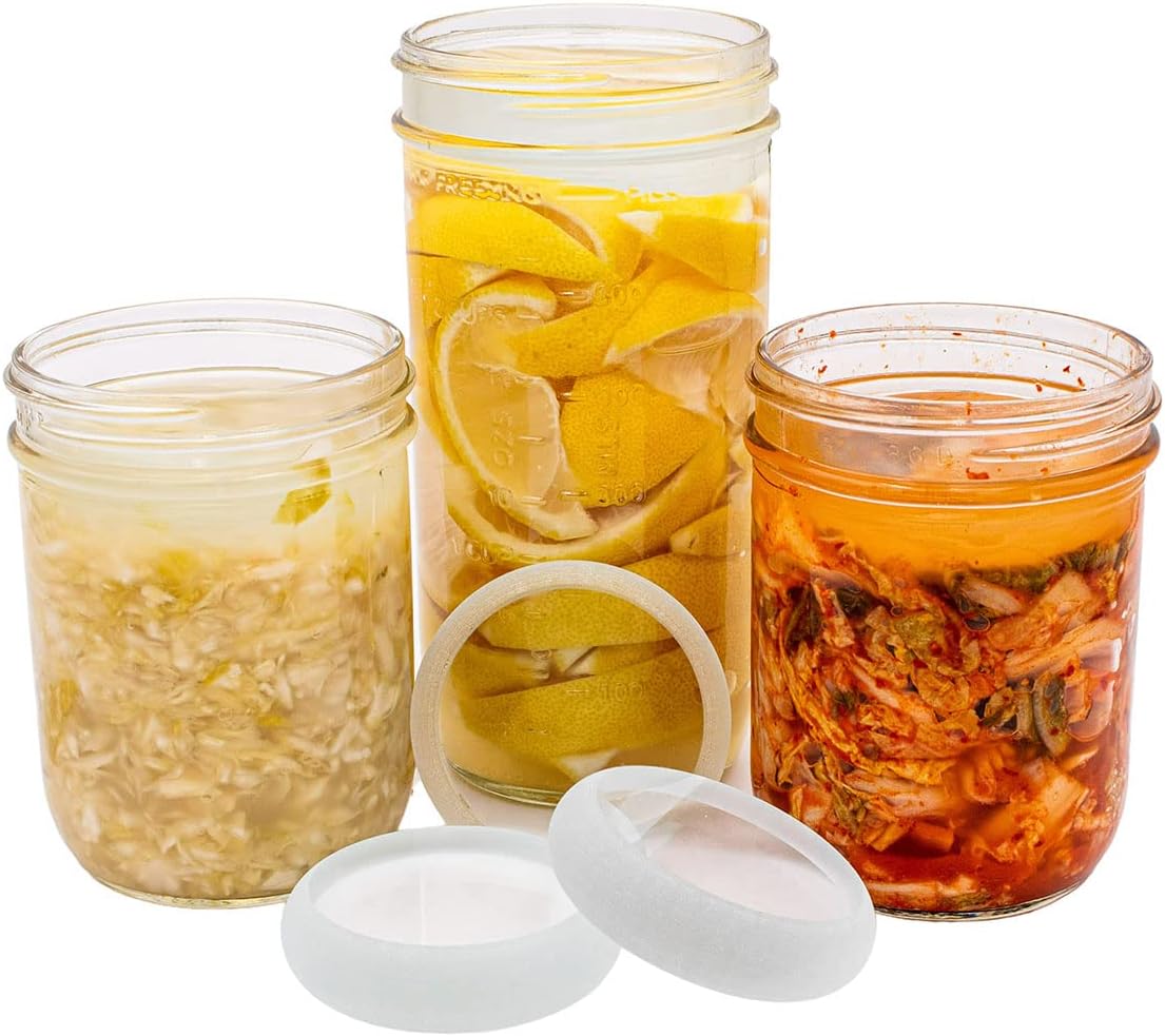 Wide Mouth Tempered Glass Fermentation Weights - 6 Pack for Lacto Fermenting in Mason, Ball, Canning Jars