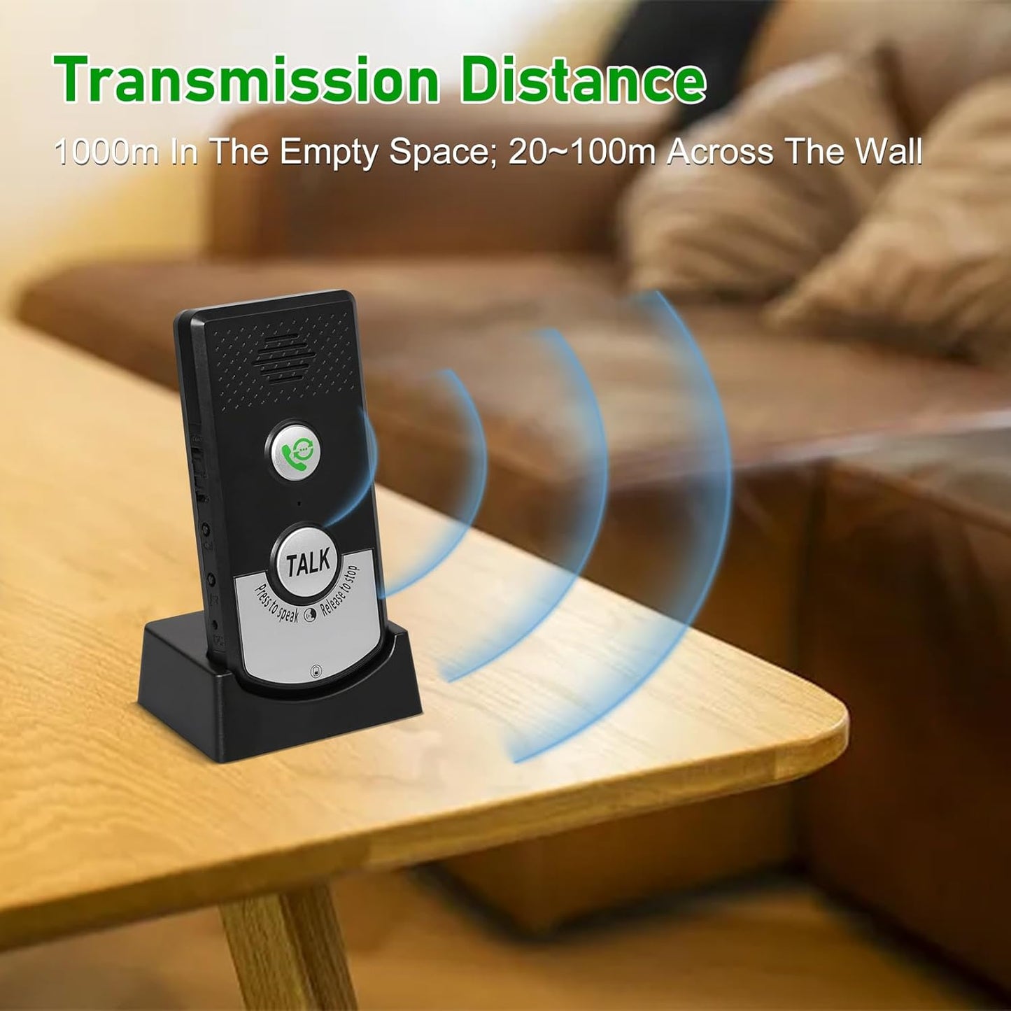 Wireless Intercom System for Home, Hospital, Hotel - 1000m Range, 2-Way Communication