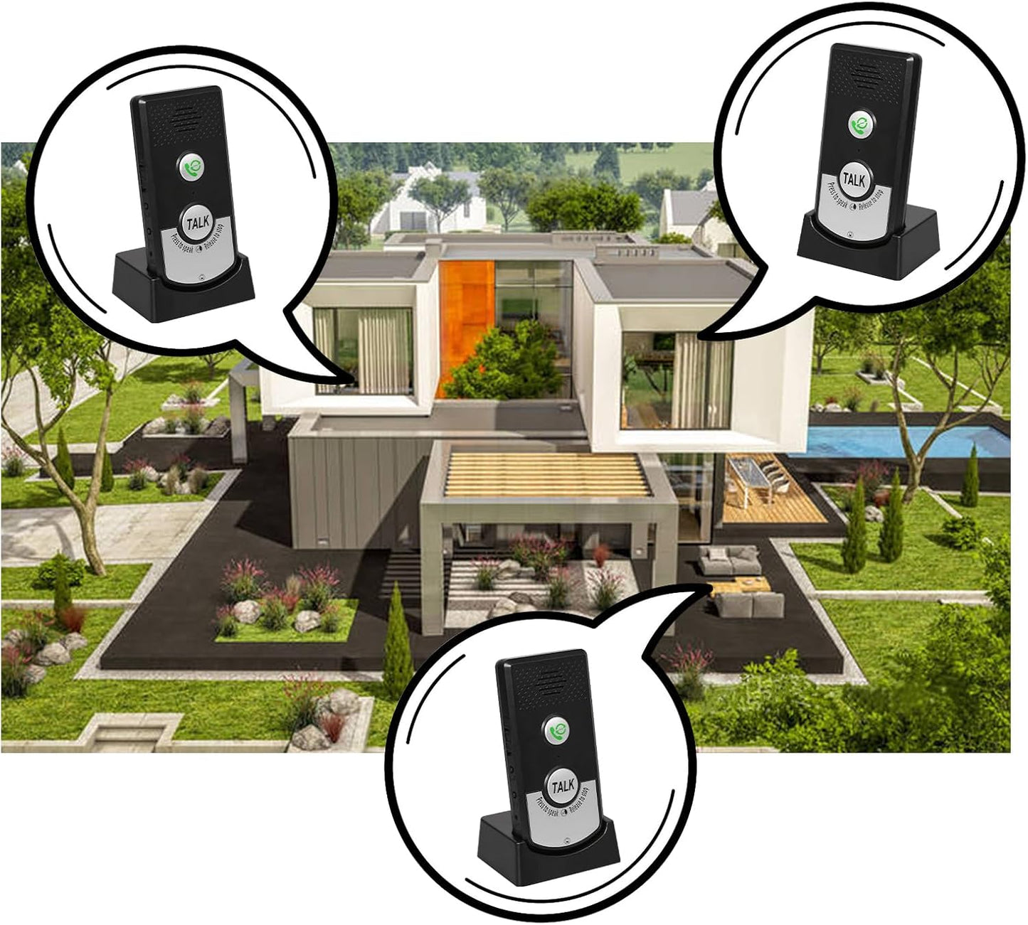 Wireless Intercom System for Home, Hospital, Hotel - 1000m Range, 2-Way Communication