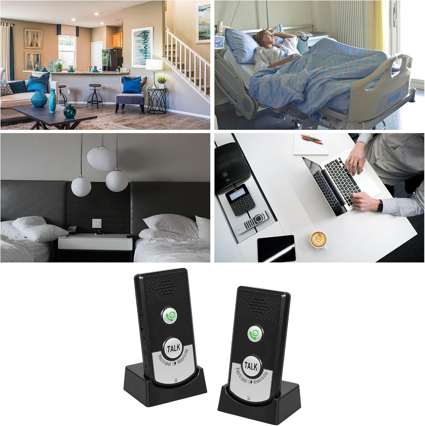 Wireless Intercom System for Home, Hospital, Hotel - 1000m Range, 2-Way Communication