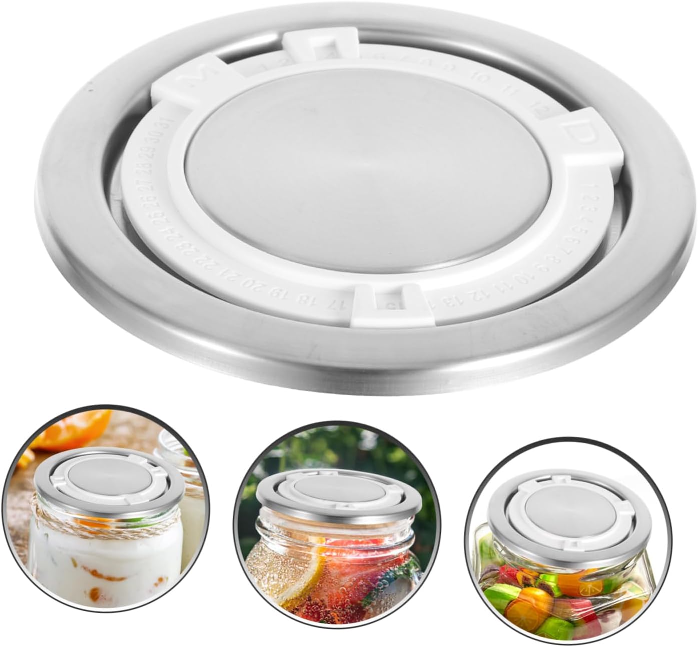 Wooden Ball Jar Lids Set - Stainless Steel Mason Jar Sealer for Wide Mouth Jars
