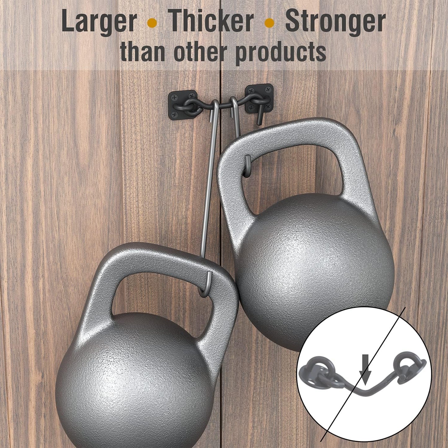 Wrought Iron Barn Door Latch with Hook for Sliding Doors & Fences - Heavy Duty Gate Lock for Shed, Garage - Black Finish