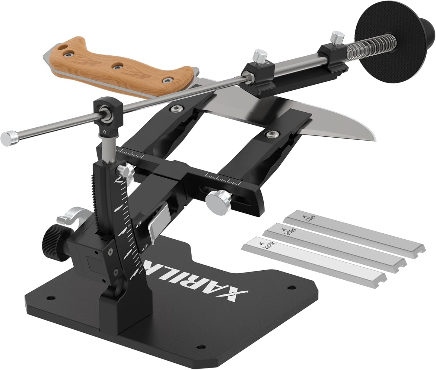 XARILK GEN3 Knife Sharpening System with 3 Diamond Plates - Professional Knife Sharpener for Hunting & Kitchen Knives - Aluminium