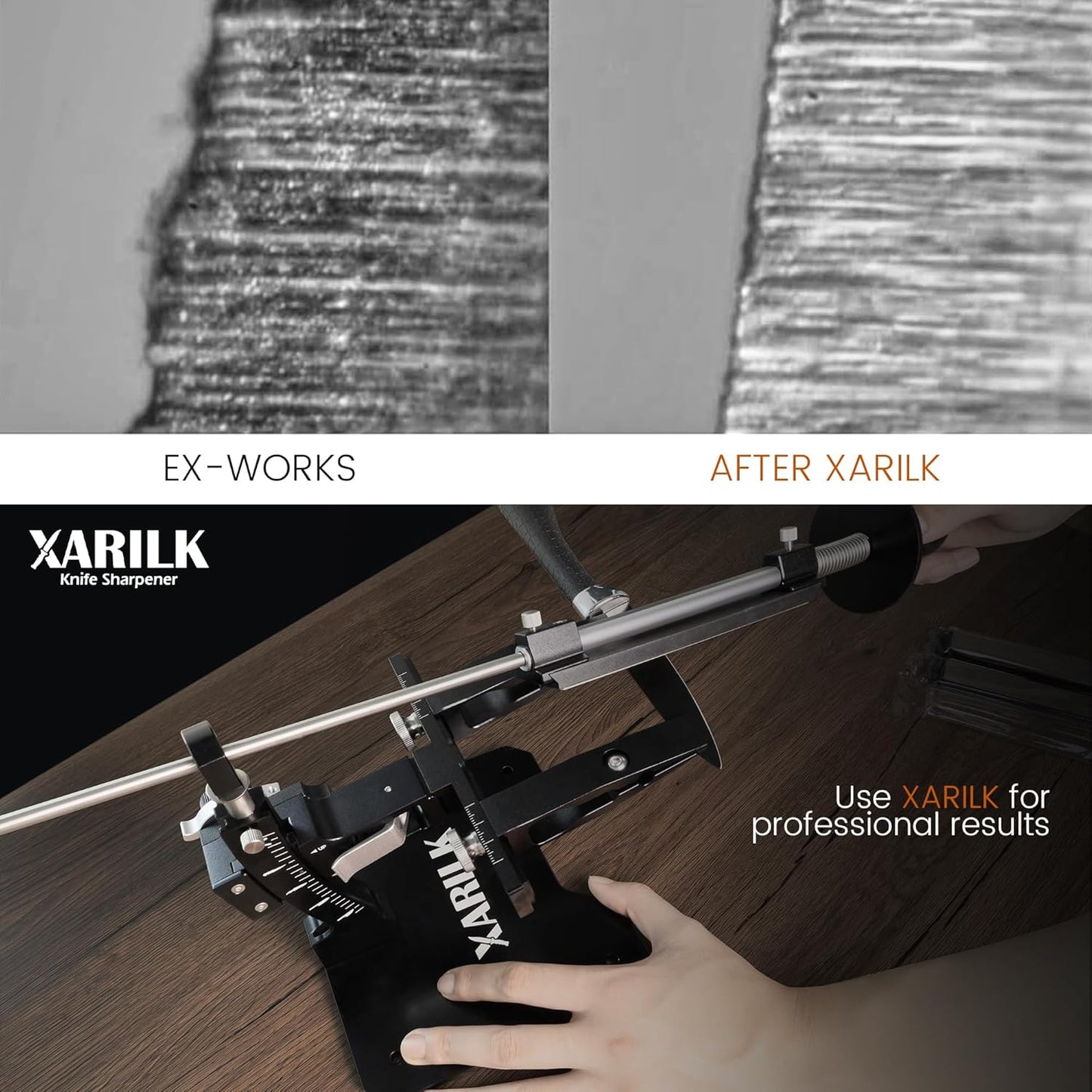 XARILK GEN3 Knife Sharpening System with 3 Diamond Plates - Professional Knife Sharpener for Hunting & Kitchen Knives - Aluminium