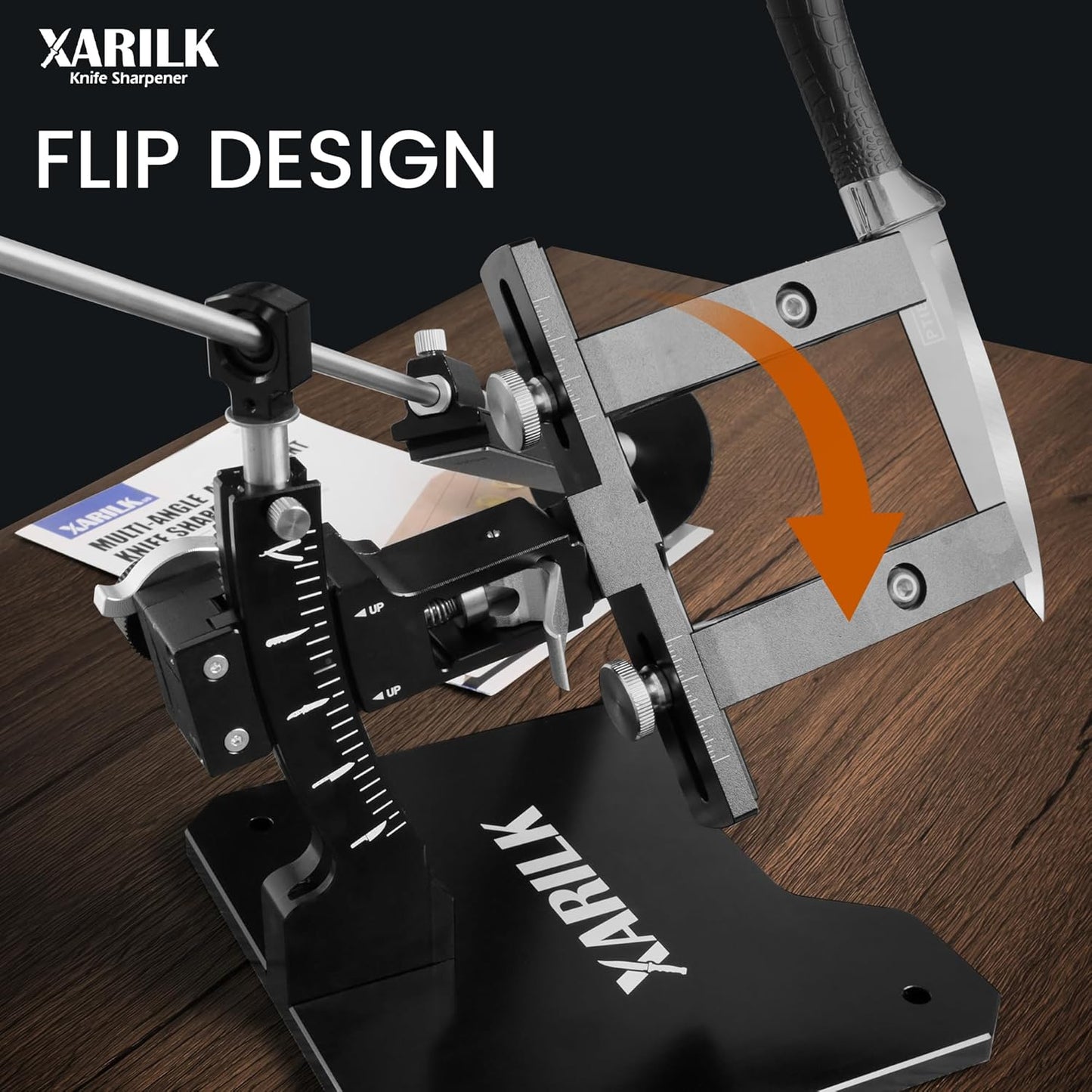 XARILK GEN3 Knife Sharpening System with 3 Diamond Plates - Professional Knife Sharpener for Hunting & Kitchen Knives - Aluminium