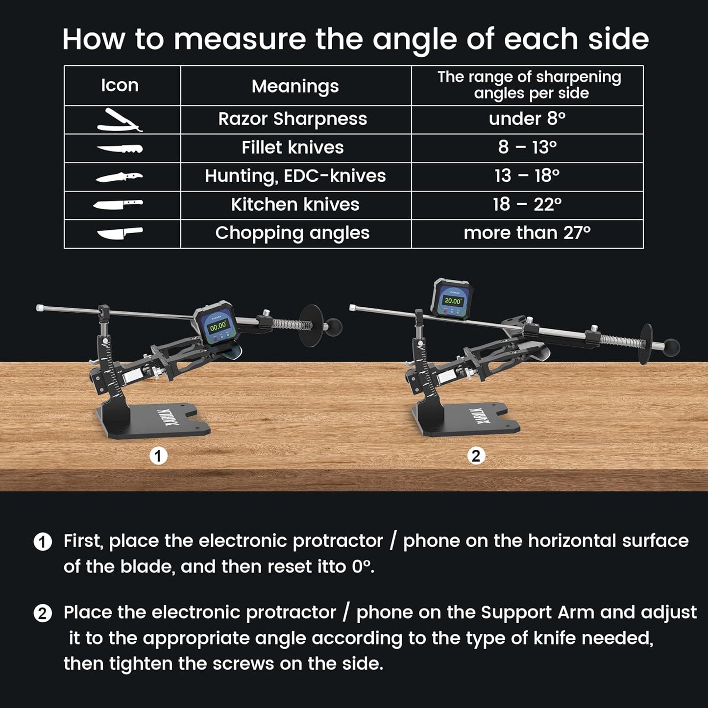 XARILK GEN3 Knife Sharpening System with 3 Diamond Plates - Professional Knife Sharpener for Hunting & Kitchen Knives - Aluminium