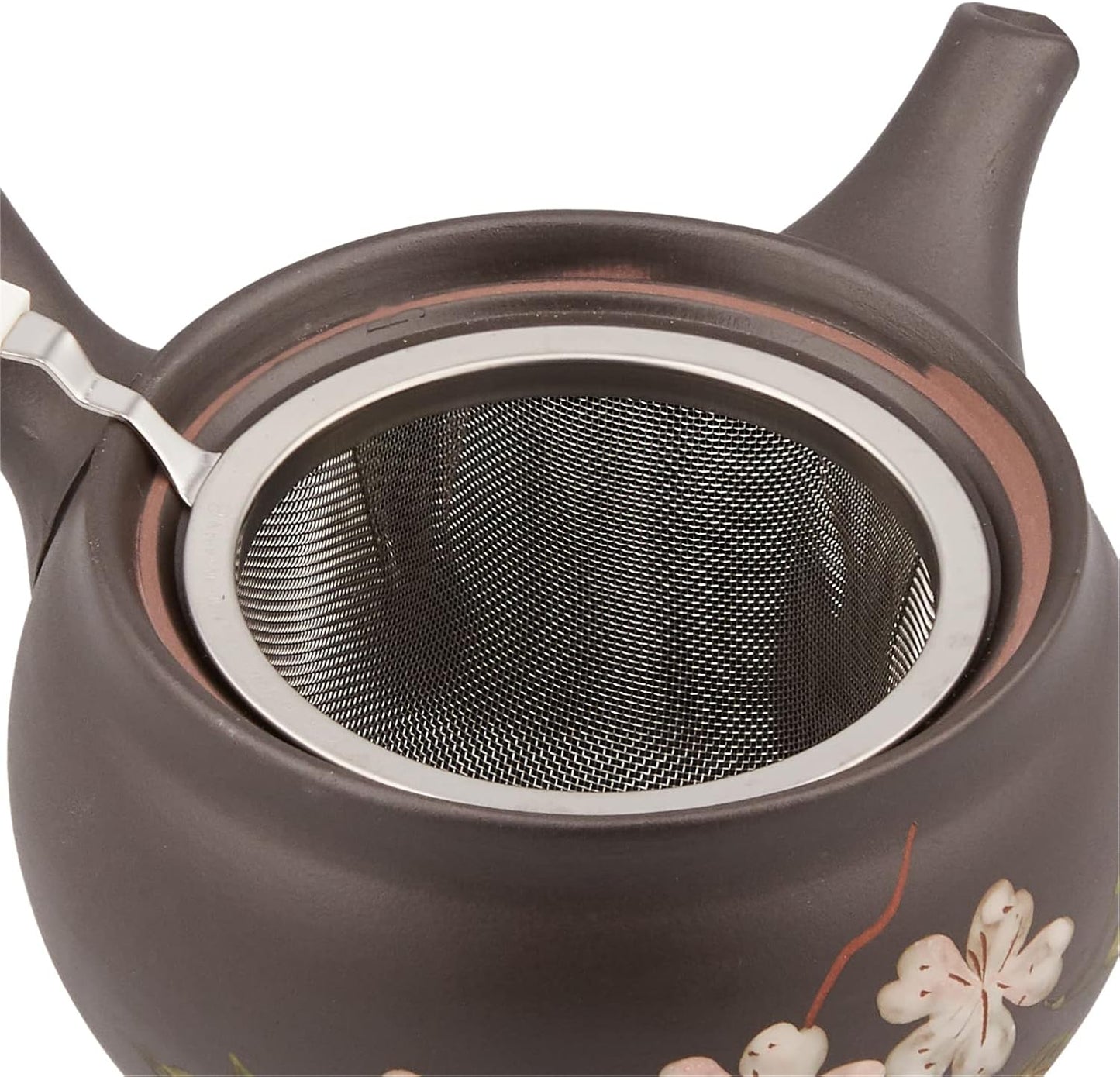 Yamaki ikai Tokoname Ware F913 Tomisen Teapot with Black Pink Cherry Blossom Design - 9.1 fl oz (270 ml)