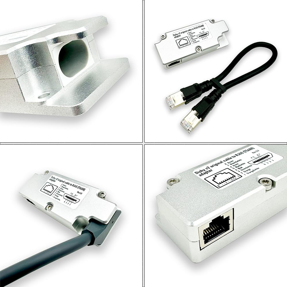 YAOSHENG Rectangular Dishy V2 Cable Adapter for Fast and Simple Connection to PoE Injector via RJ45