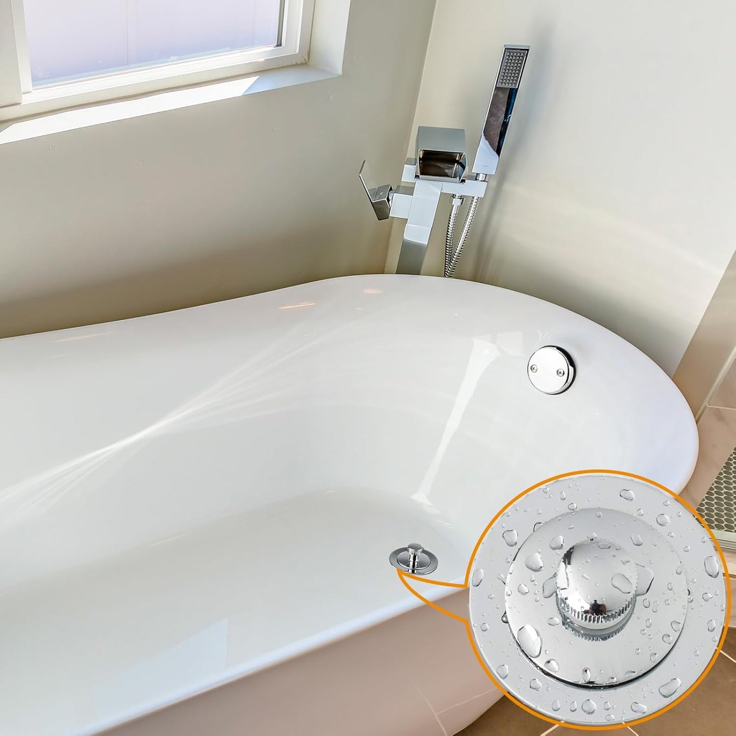 Yariwiz 1-1/2" Polished Chrome Bathtub Tub Drain Kit with Universal Lift & Turn Drain - Overflow Faceplate Included