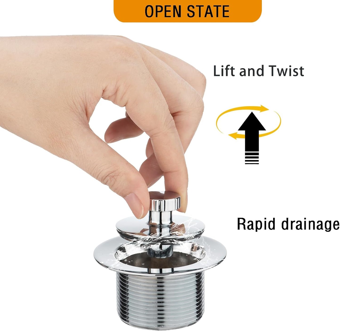 Yariwiz 1-1/2" Polished Chrome Bathtub Tub Drain Kit with Universal Lift & Turn Drain - Overflow Faceplate Included