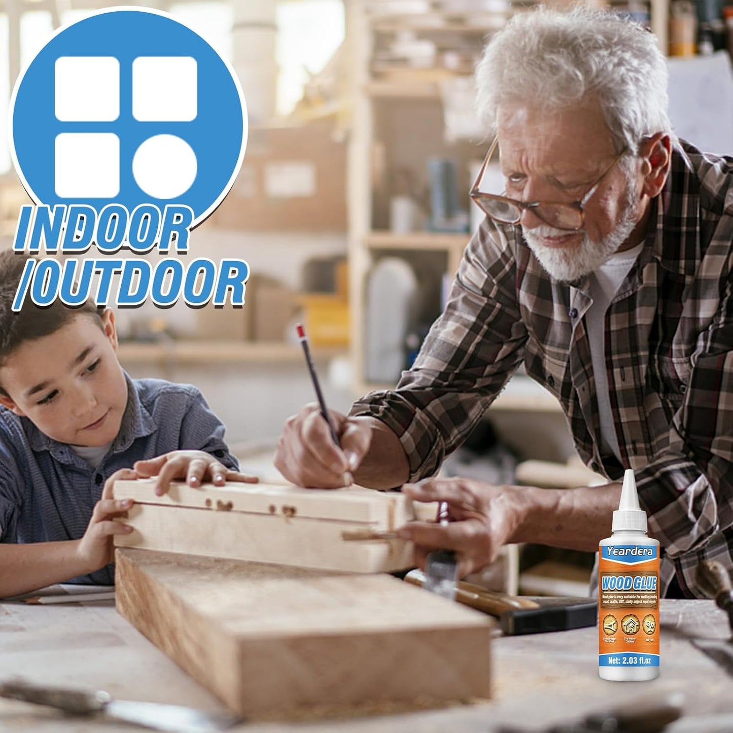 Yeardera Wood Glue - Waterproof Adhesive for Furniture, Crafts, Wood Floors, and Heavy-Duty Projects - 35.2oz