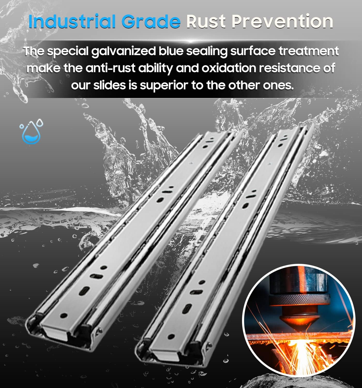 YENUO 12 Inch Full Extension Heavy Duty Drawer Slides Side Mount - Metal Rails Track Guide Glides 150lbs Capacity - 1 Pair