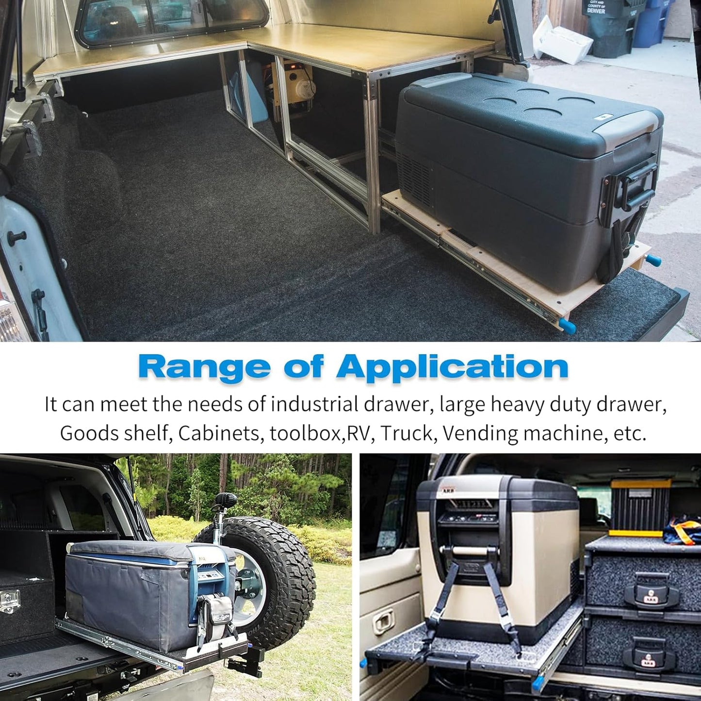 YENUO 20 Inch Locking Heavy Duty Drawer Slides Full Extension - Side Mount Ball Bearing Metal Rails with 250 Lb Capacity - 1 Pair