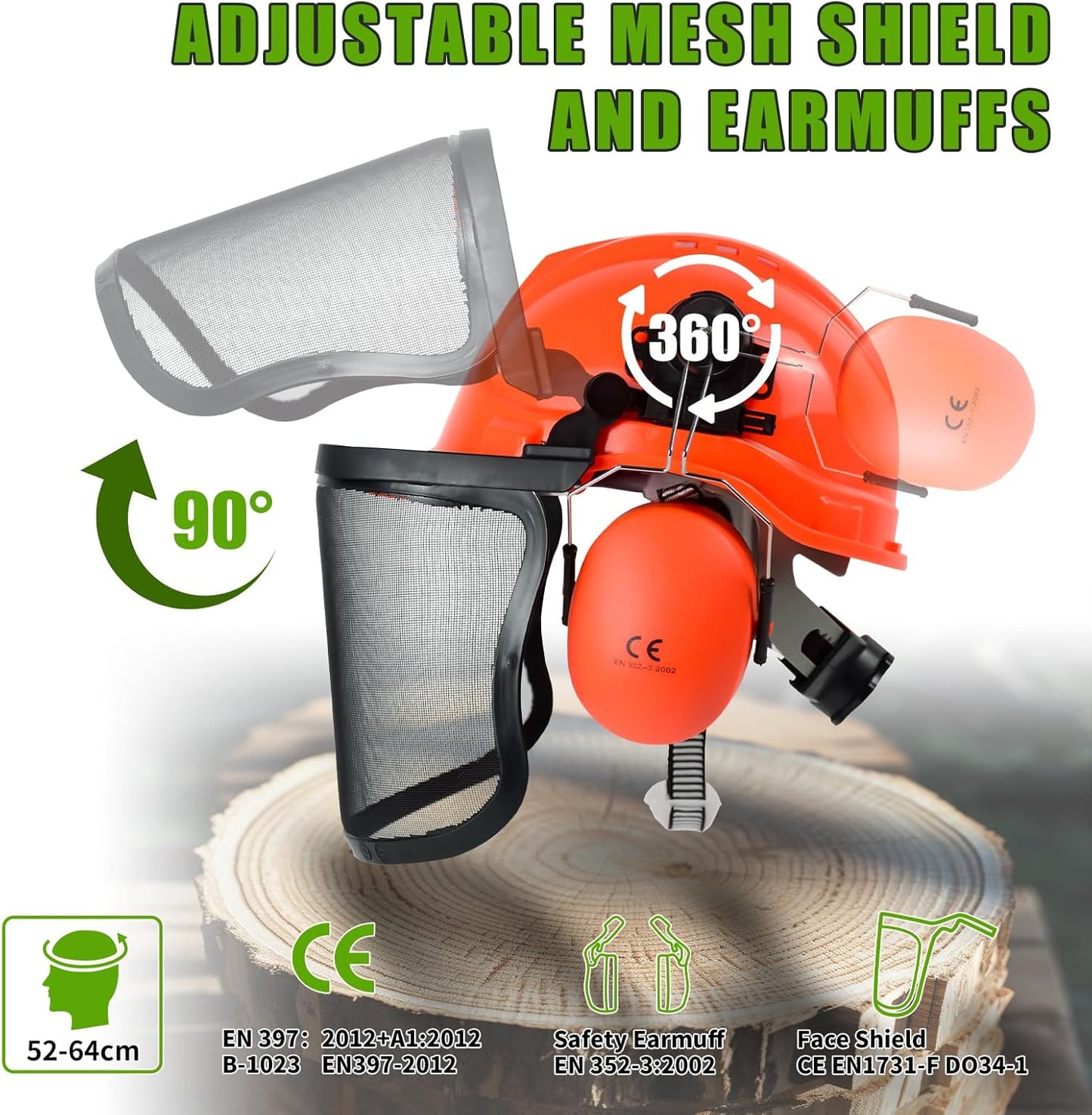 YesRight Forestry Safety Helmet with Chainsaw Face and Ear Protection for Landscaping and Construction