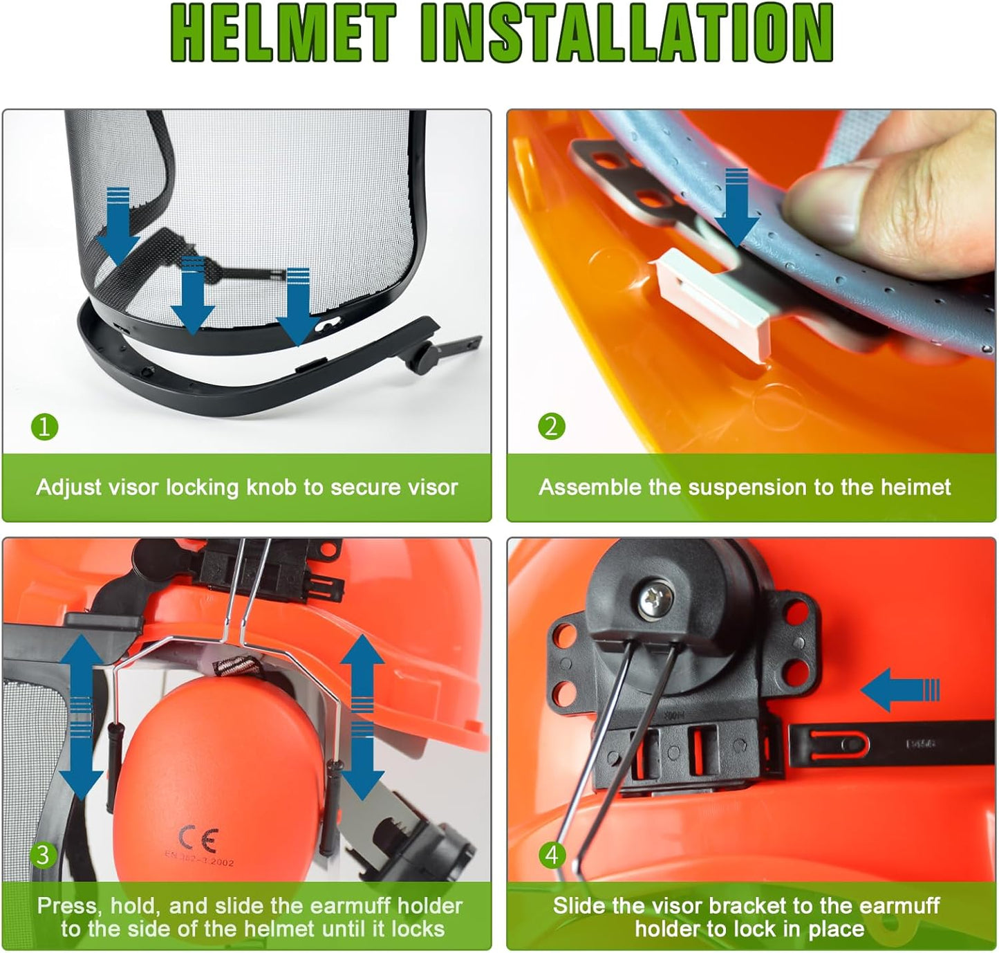 YesRight Forestry Safety Helmet with Chainsaw Face and Ear Protection for Landscaping and Construction